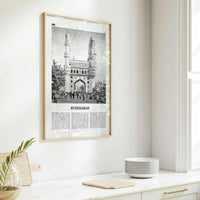 Hyderabad Print Black and White, Hyderabad Wall Art, Hyderabad Poster, Hyderabad Photo, Hyderabad Map, India