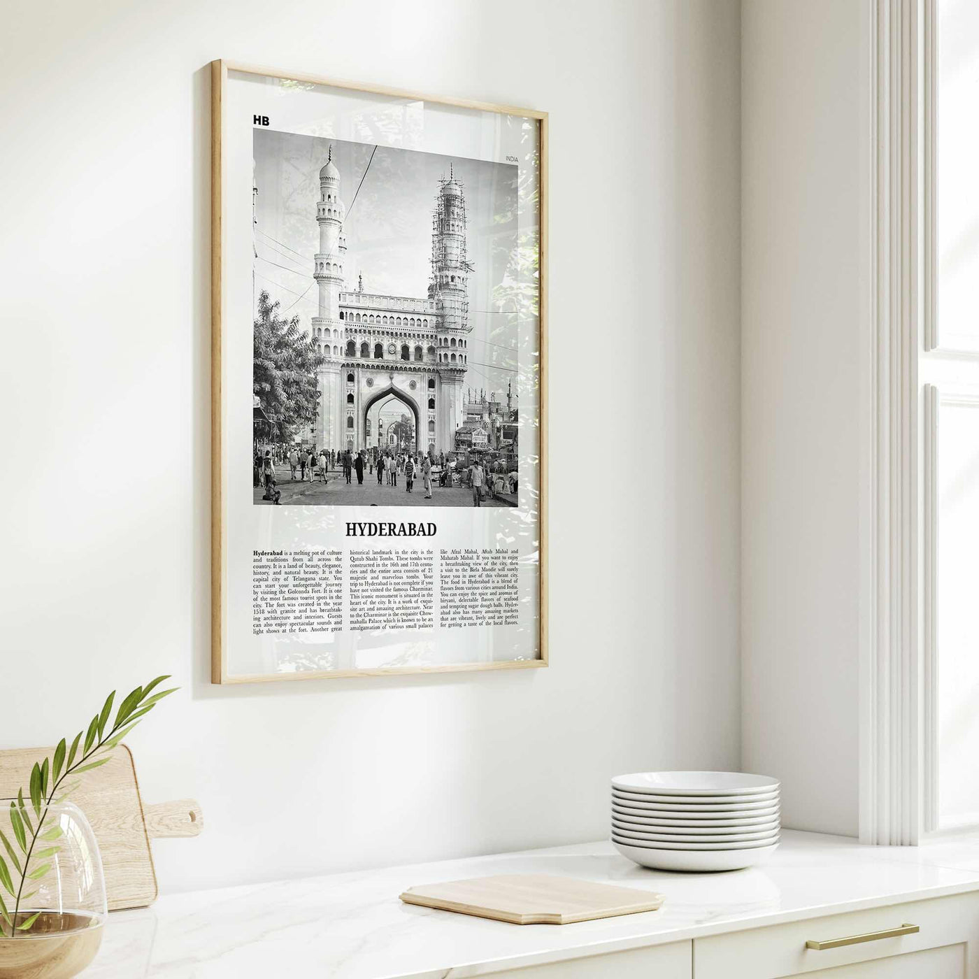 Hyderabad Print Black and White, Hyderabad Wall Art, Hyderabad Poster, Hyderabad Photo, Hyderabad Map, India