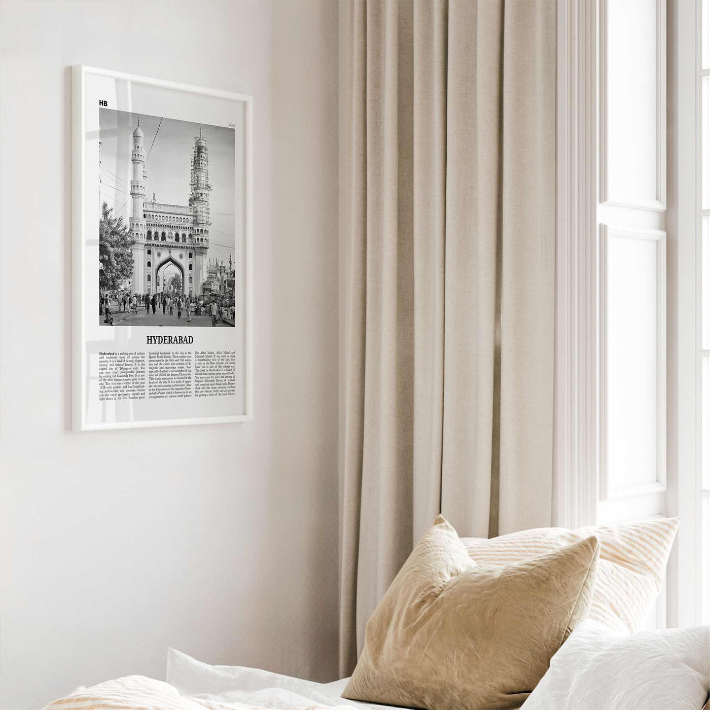 Hyderabad Print Black and White, Hyderabad Wall Art, Hyderabad Poster, Hyderabad Photo, Hyderabad Map, India