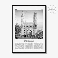 Hyderabad Print Black and White, Hyderabad Wall Art, Hyderabad Poster, Hyderabad Photo, Hyderabad Map, India