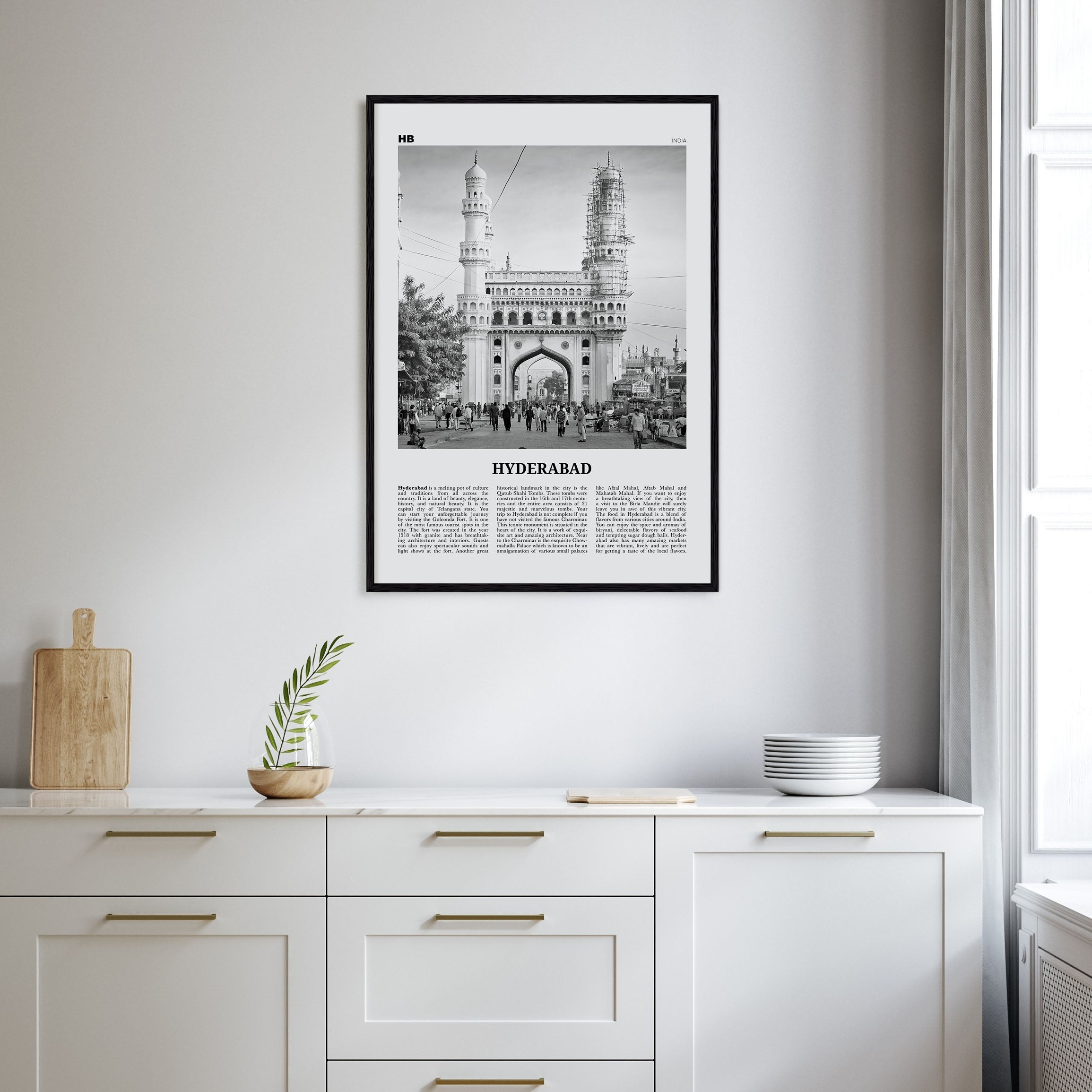 Hyderabad Travel B&W Poster