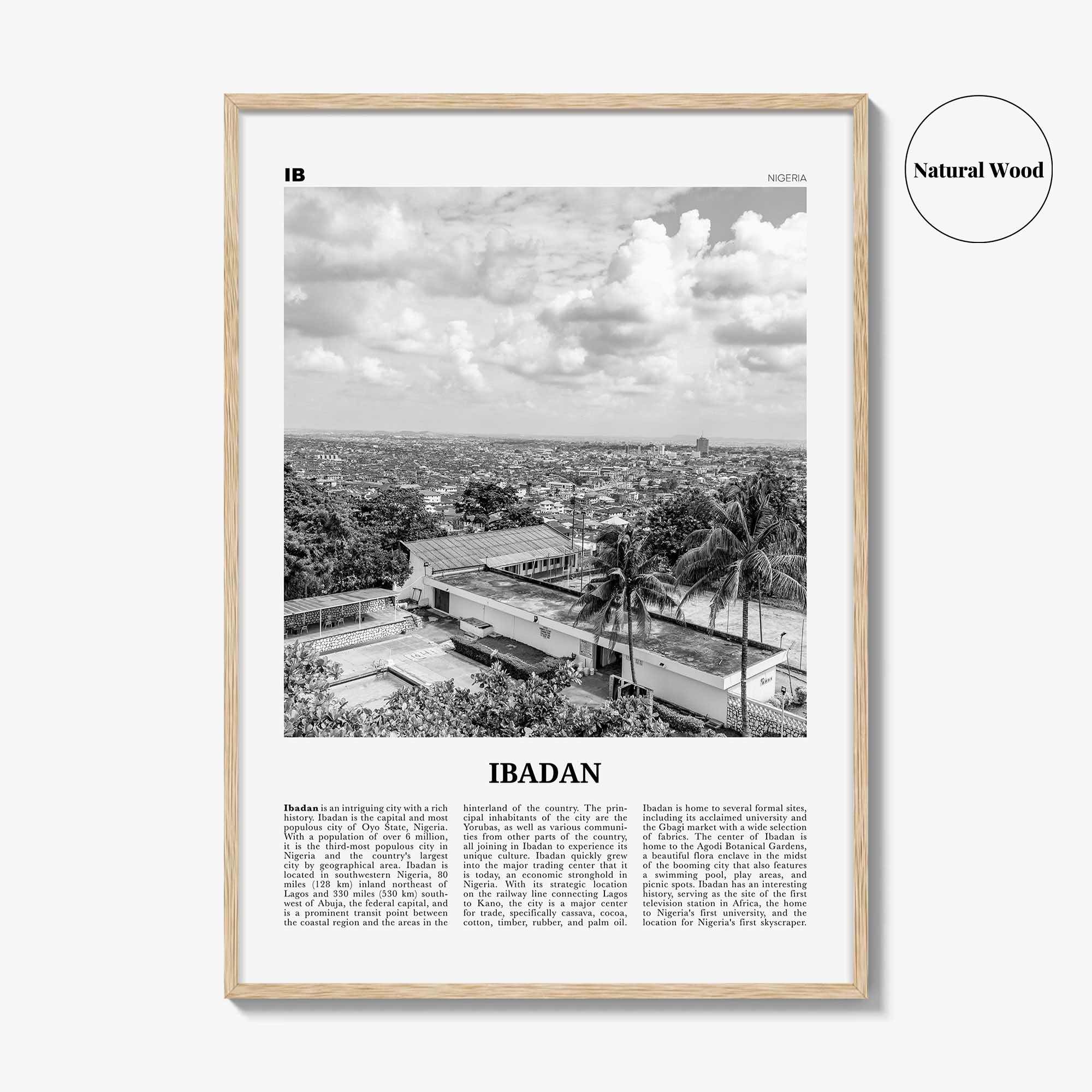 Ibadan Print Black and White, Ibadan Wall Art, Ibadan Poster, Ibadan Photo, Ibadan Wall Decor, City Art Print, Nigeria, Ìbàdàn, Oyo, Africa