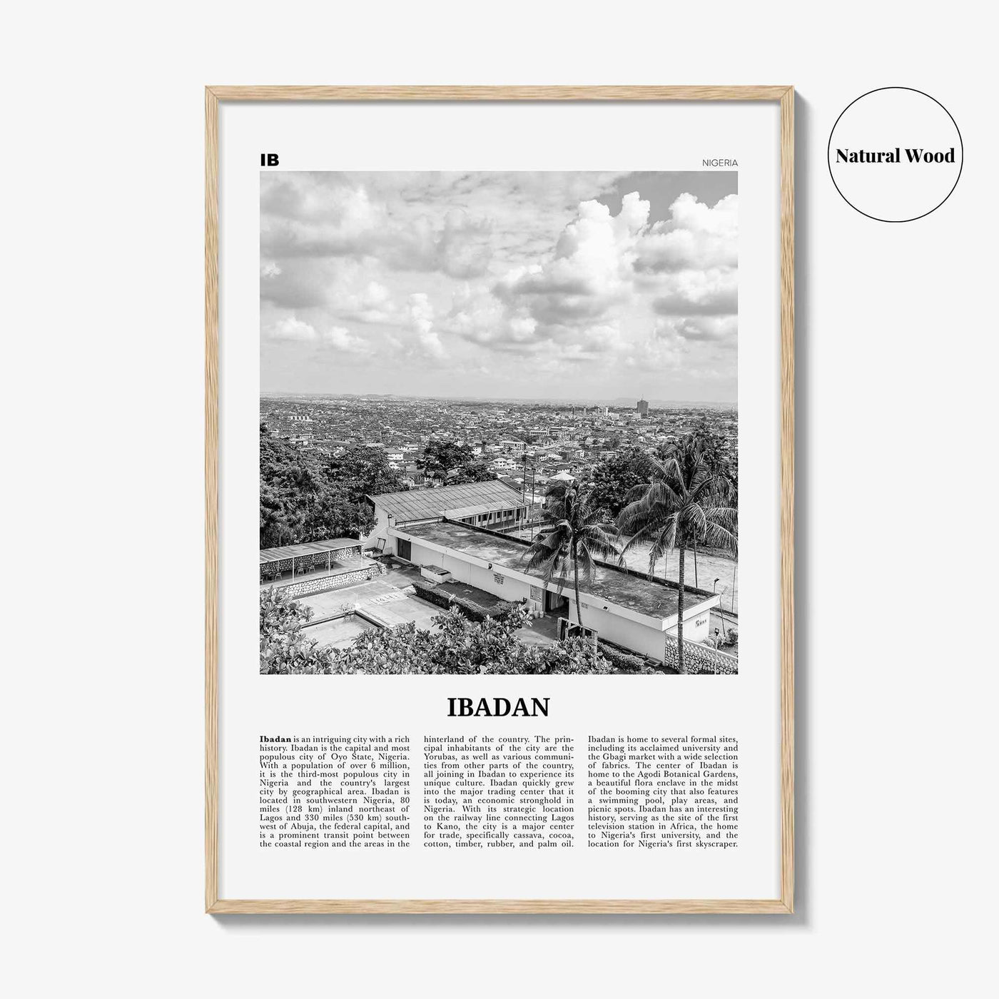 Ibadan Print Black and White, Ibadan Wall Art, Ibadan Poster, Ibadan Photo, Ibadan Wall Decor, City Art Print, Nigeria, Ìbàdàn, Oyo, Africa