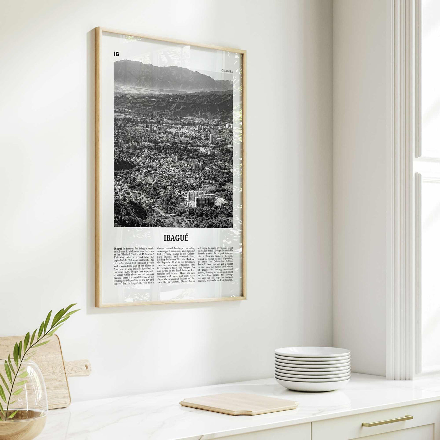 Ibague Print Black and White, Ibagué Wall Art, Ibagué Poster, Ibagué Photo, Ibagué Wall Décor, Ibagué Map, Colombia