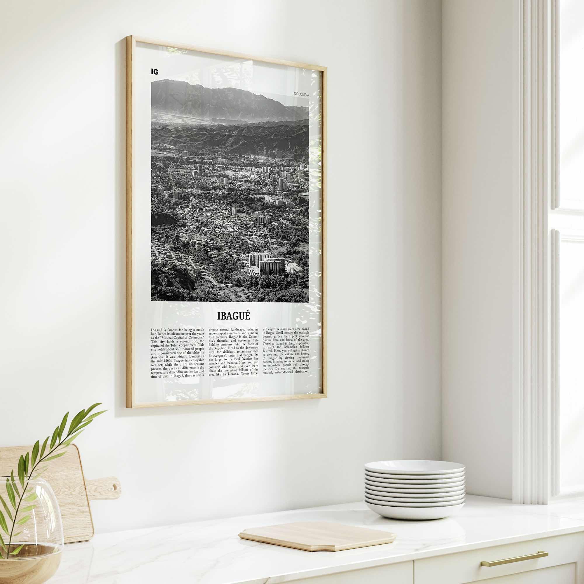 Ibague Print Black and White, Ibagué Wall Art, Ibagué Poster, Ibagué Photo, Ibagué Wall Décor, Ibagué Map, Colombia
