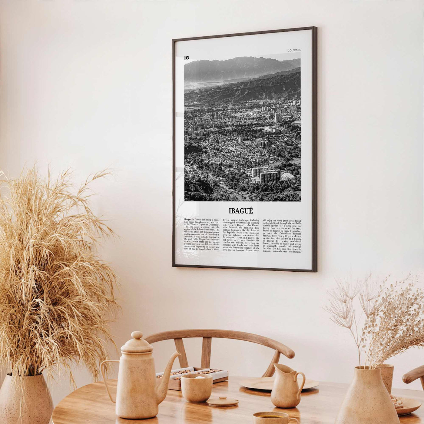 Ibague Print Black and White, Ibagué Wall Art, Ibagué Poster, Ibagué Photo, Ibagué Wall Décor, Ibagué Map, Colombia