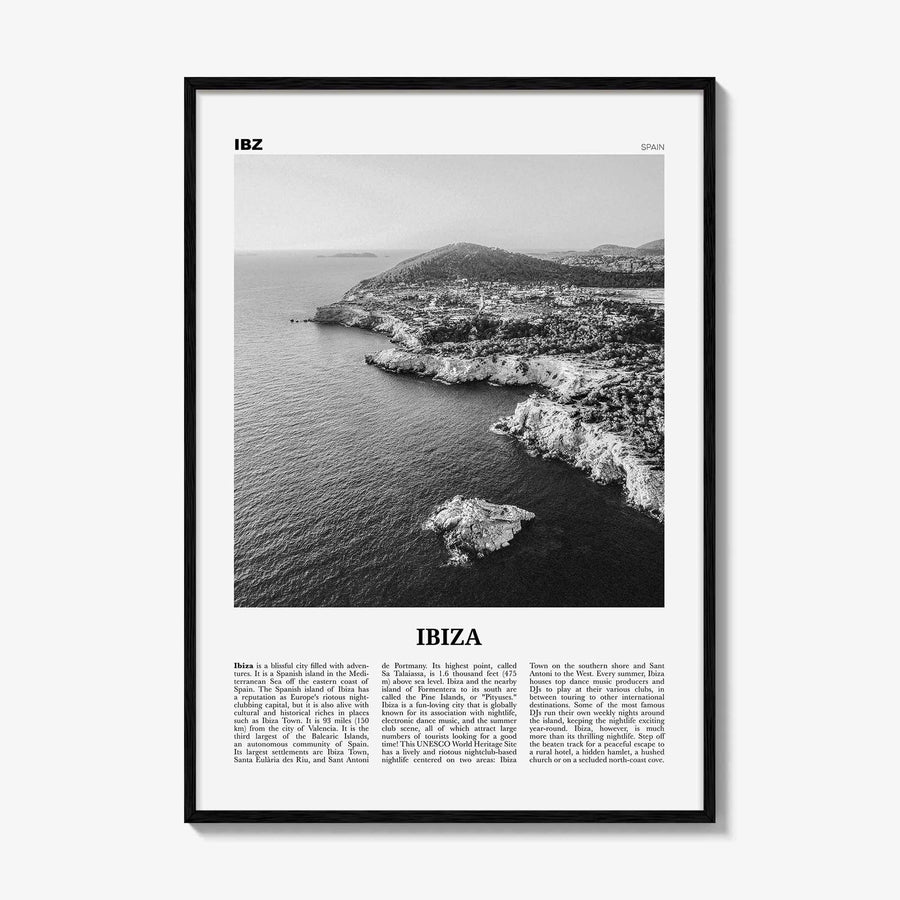 Ibiza Print Black and White, Ibiza Wall Art, Ibiza Poster, Ibiza Photo, Ibiza Wall Decor, Balearic Islands, Spain, España, Europe