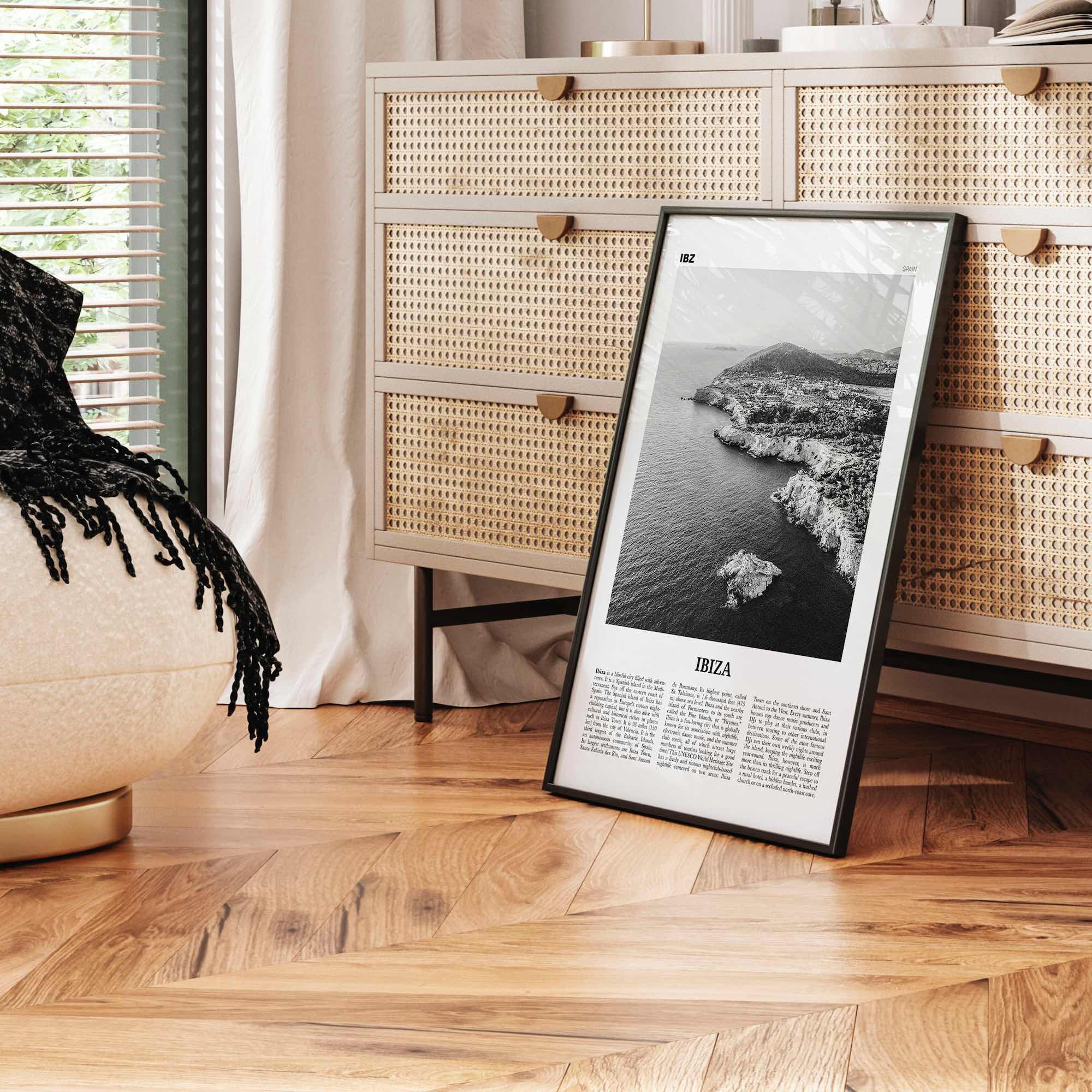 Ibiza Print Black and White, Ibiza Wall Art, Ibiza Poster, Ibiza Photo, Ibiza Wall Decor, Balearic Islands, Spain, España, Europe