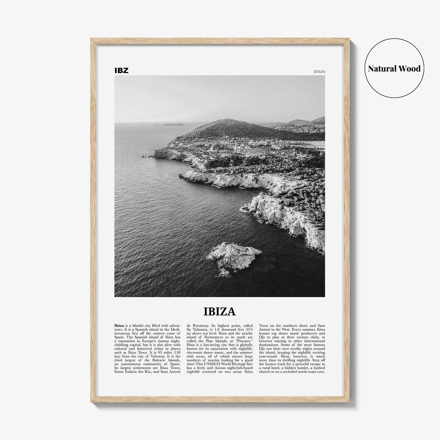 Ibiza Print Black and White, Ibiza Wall Art, Ibiza Poster, Ibiza Photo, Ibiza Wall Decor, Balearic Islands, Spain, España, Europe