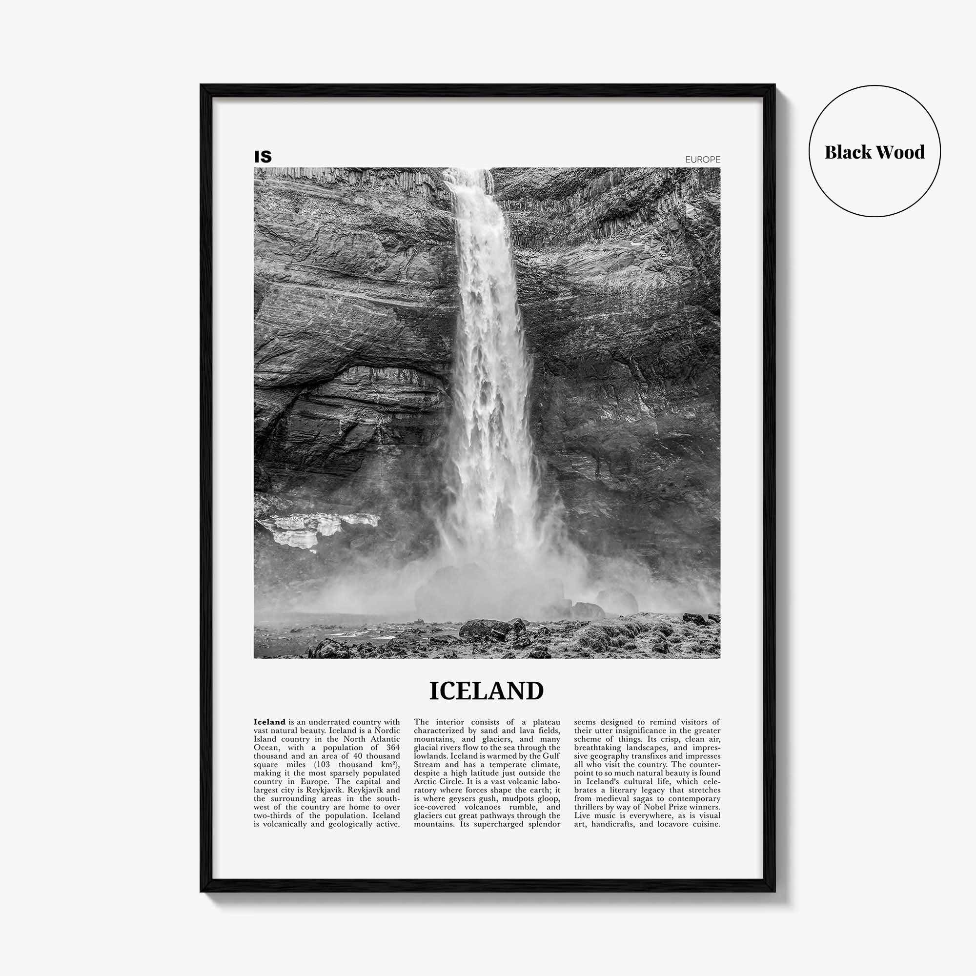 Iceland Print Black and White No 1, Iceland Wall Art, Iceland Poster, Iceland Photo, Iceland Wall Decor, Ísland, Reykjavík, Europe