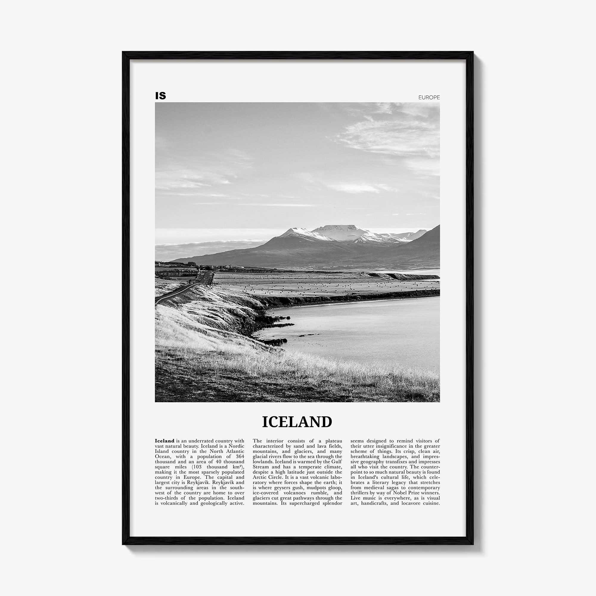 Iceland Print Black and White No 2, Iceland Wall Art, Iceland Poster, Iceland Photo, Iceland Wall Decor, Ísland, Reykjavík, Europe