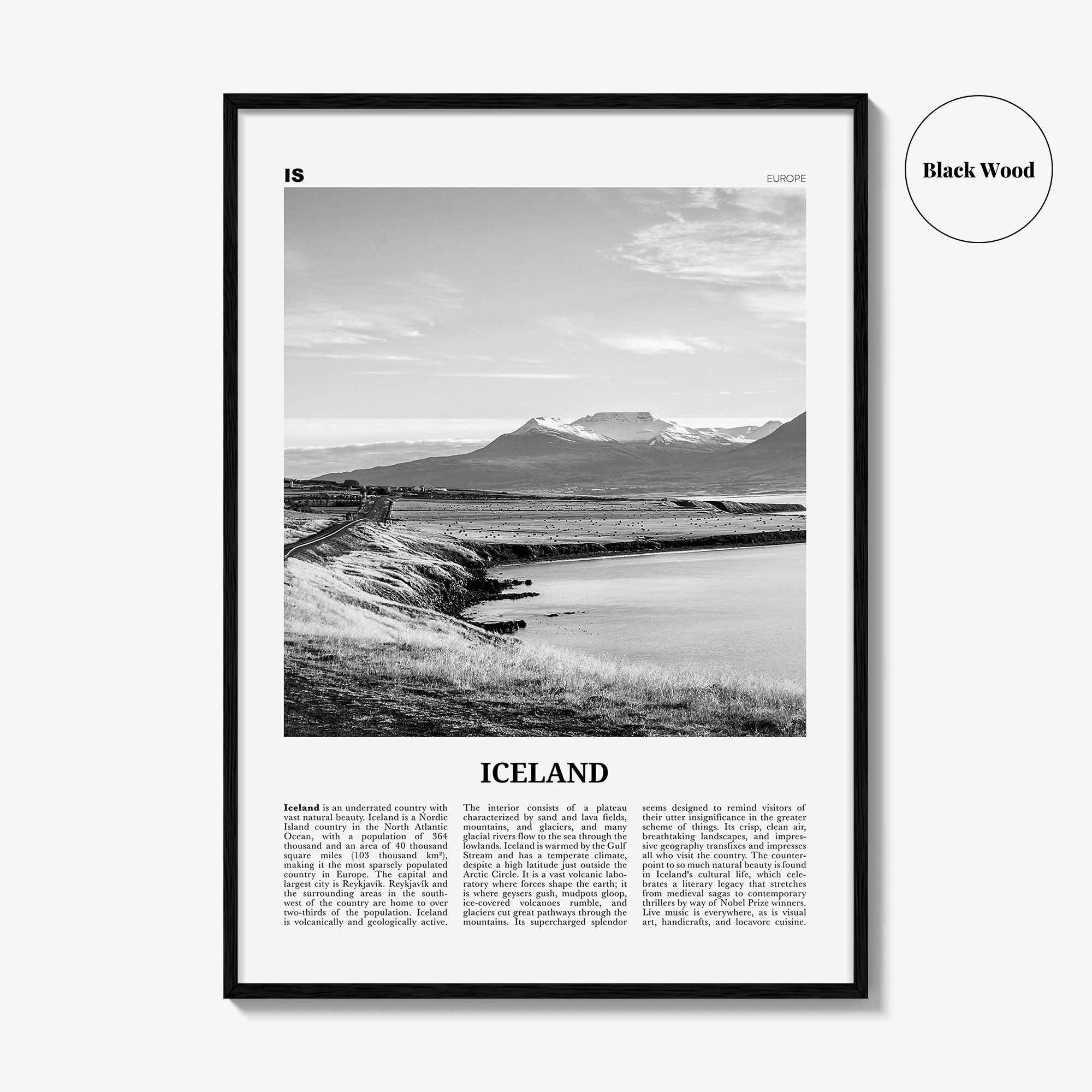 Iceland Print Black and White No 2, Iceland Wall Art, Iceland Poster, Iceland Photo, Iceland Wall Decor, Ísland, Reykjavík, Europe