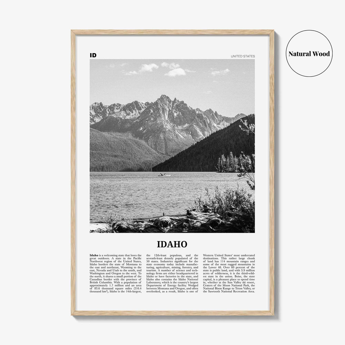 Idaho Print Black and White No 1, Idaho Wall Art, Idaho Poster, Idaho Photo, Idaho Wall Decor, USA State Print, USA, United States