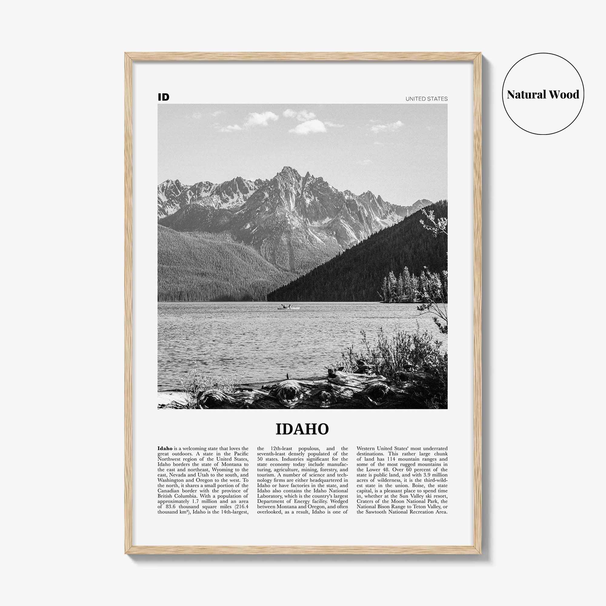 Idaho Print Black and White No 1, Idaho Wall Art, Idaho Poster, Idaho Photo, Idaho Wall Decor, USA State Print, USA, United States