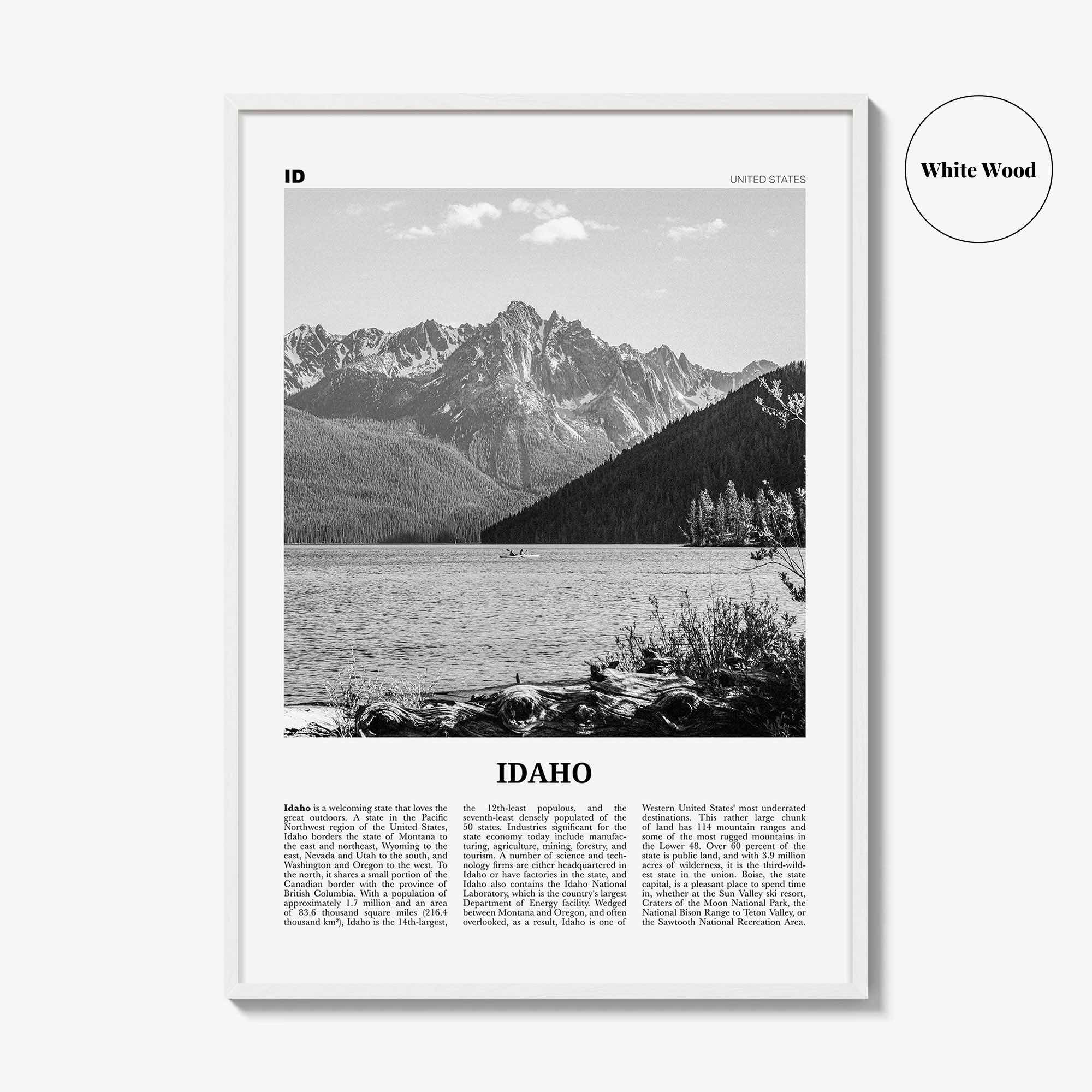 Idaho Print Black and White No 1, Idaho Wall Art, Idaho Poster, Idaho Photo, Idaho Wall Decor, USA State Print, USA, United States