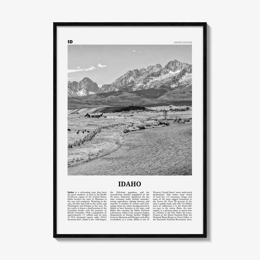 Idaho Print Black and White No 2, Idaho Wall Art, Idaho Poster, Idaho Photo, Idaho Wall Décor, Idaho Map, United States