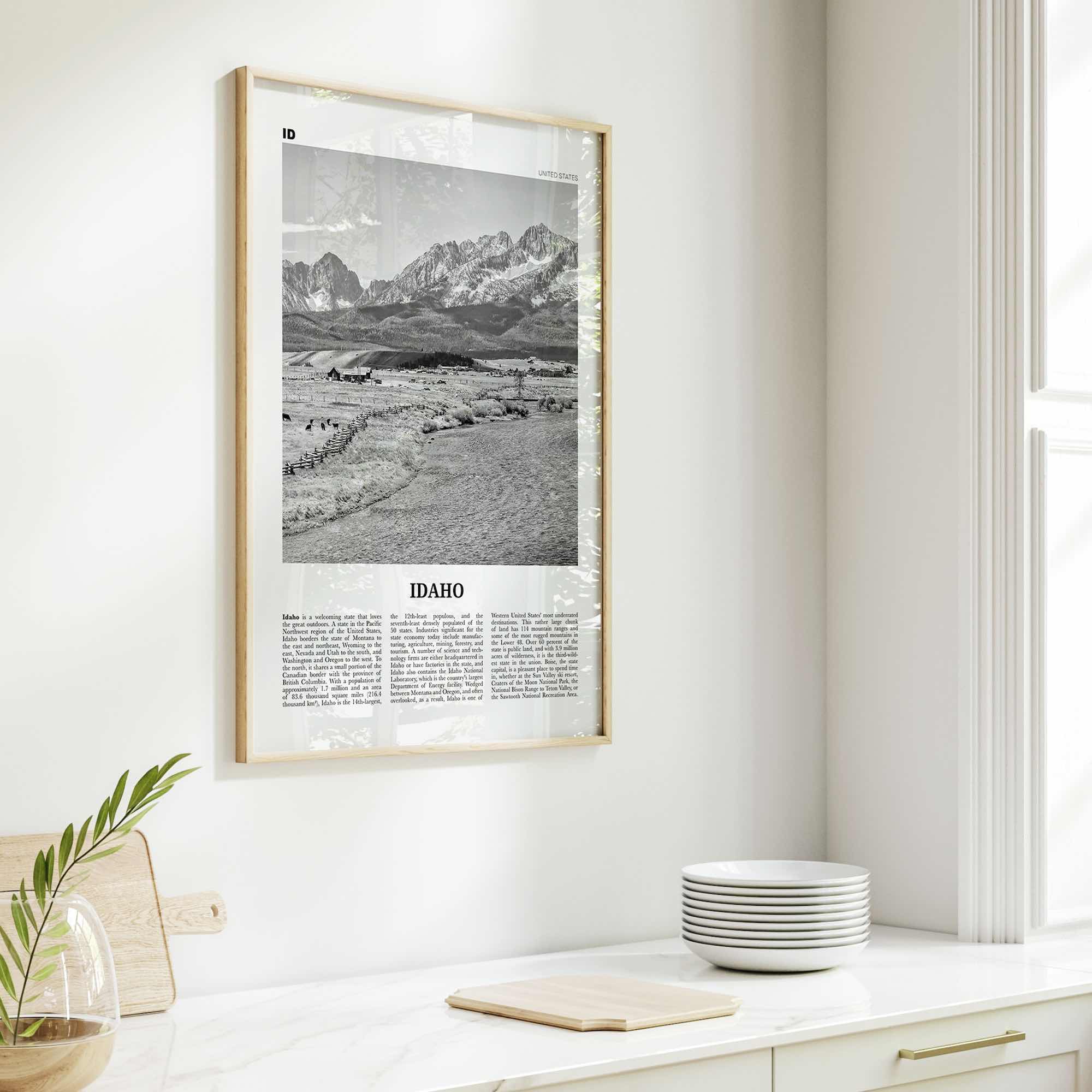 Idaho Print Black and White No 2, Idaho Wall Art, Idaho Poster, Idaho Photo, Idaho Wall Décor, Idaho Map, United States