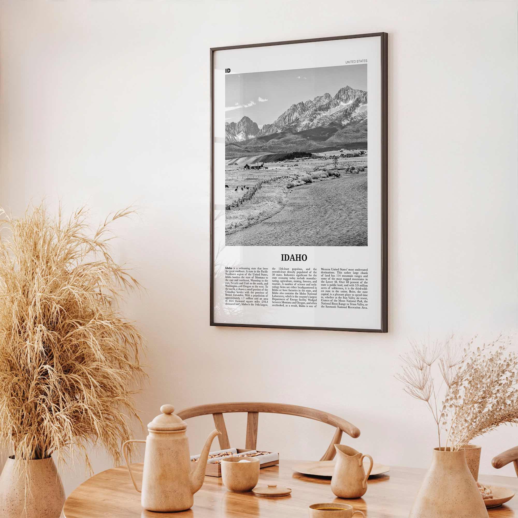 Idaho Print Black and White No 2, Idaho Wall Art, Idaho Poster, Idaho Photo, Idaho Wall Décor, Idaho Map, United States