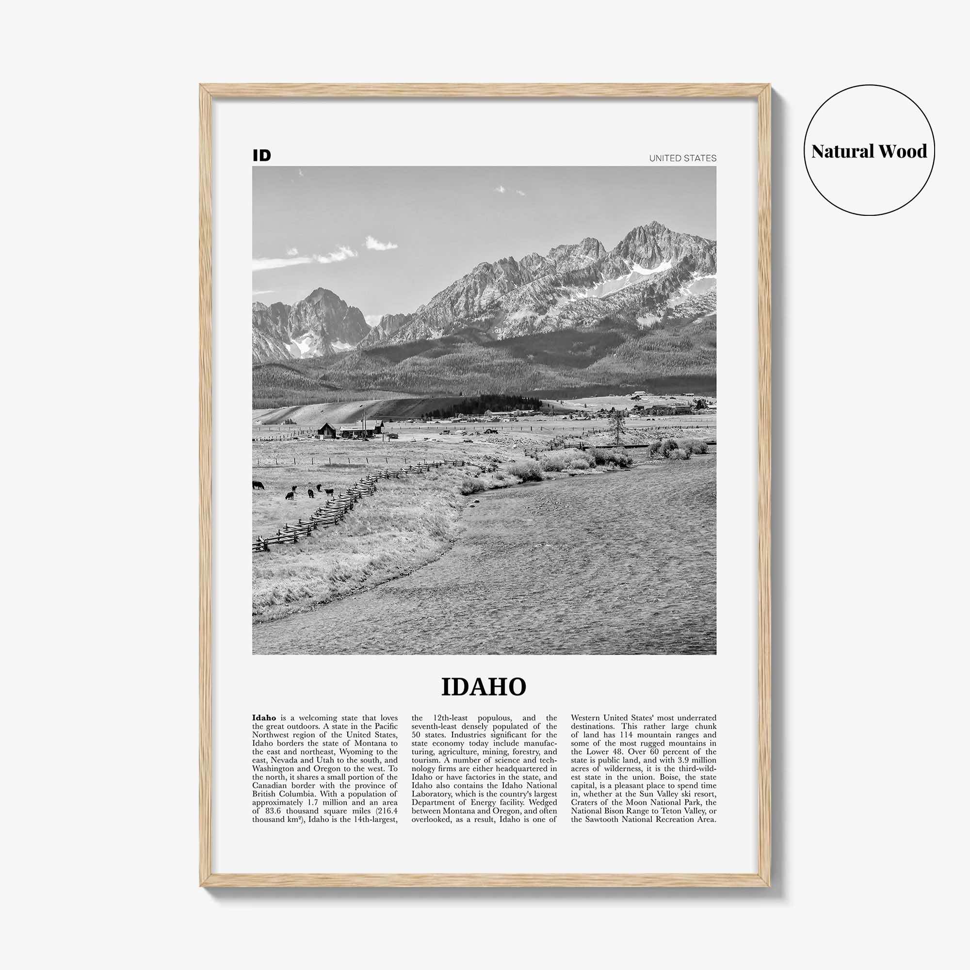 Idaho Print Black and White No 2, Idaho Wall Art, Idaho Poster, Idaho Photo, Idaho Wall Décor, Idaho Map, United States