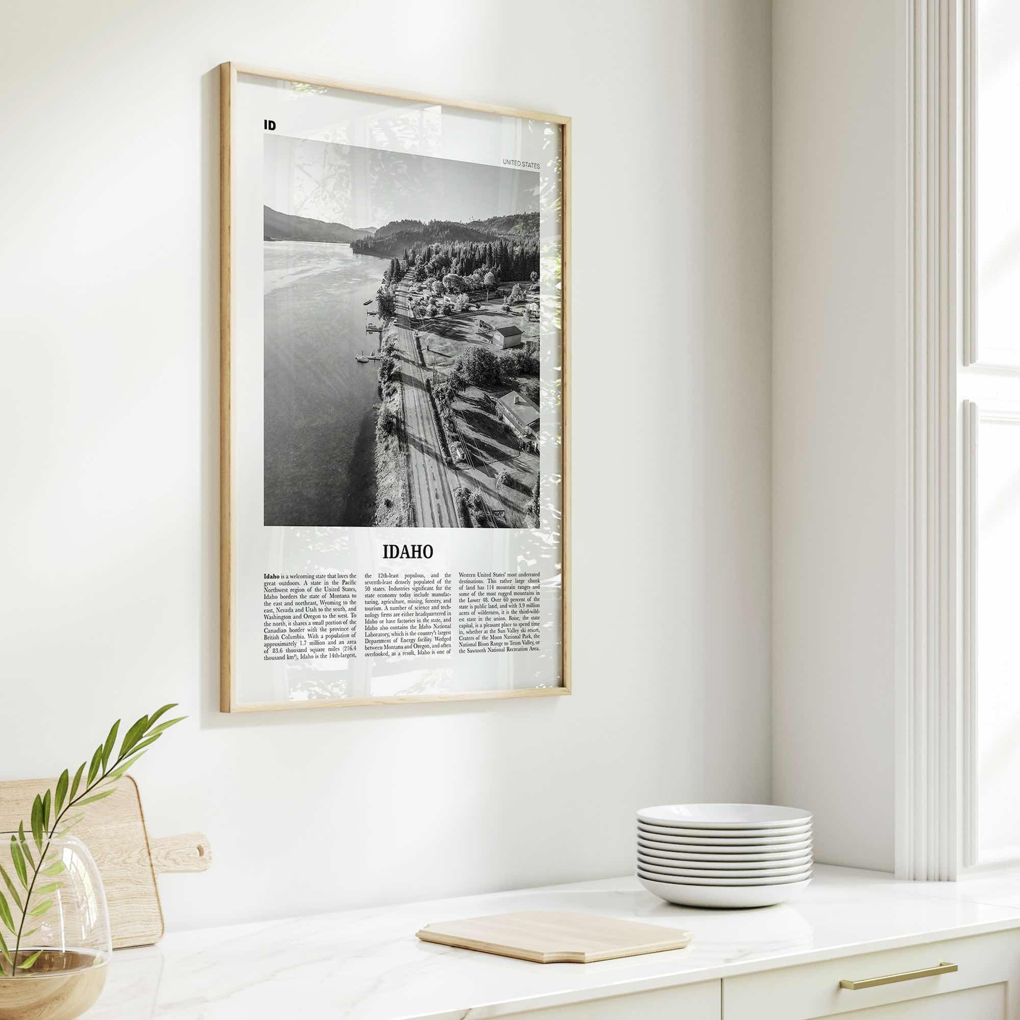 Idaho Print Black and White No 3, Idaho Wall Art, Idaho Poster, Idaho Photo, Idaho Wall Decor, USA State Print, USA, United States