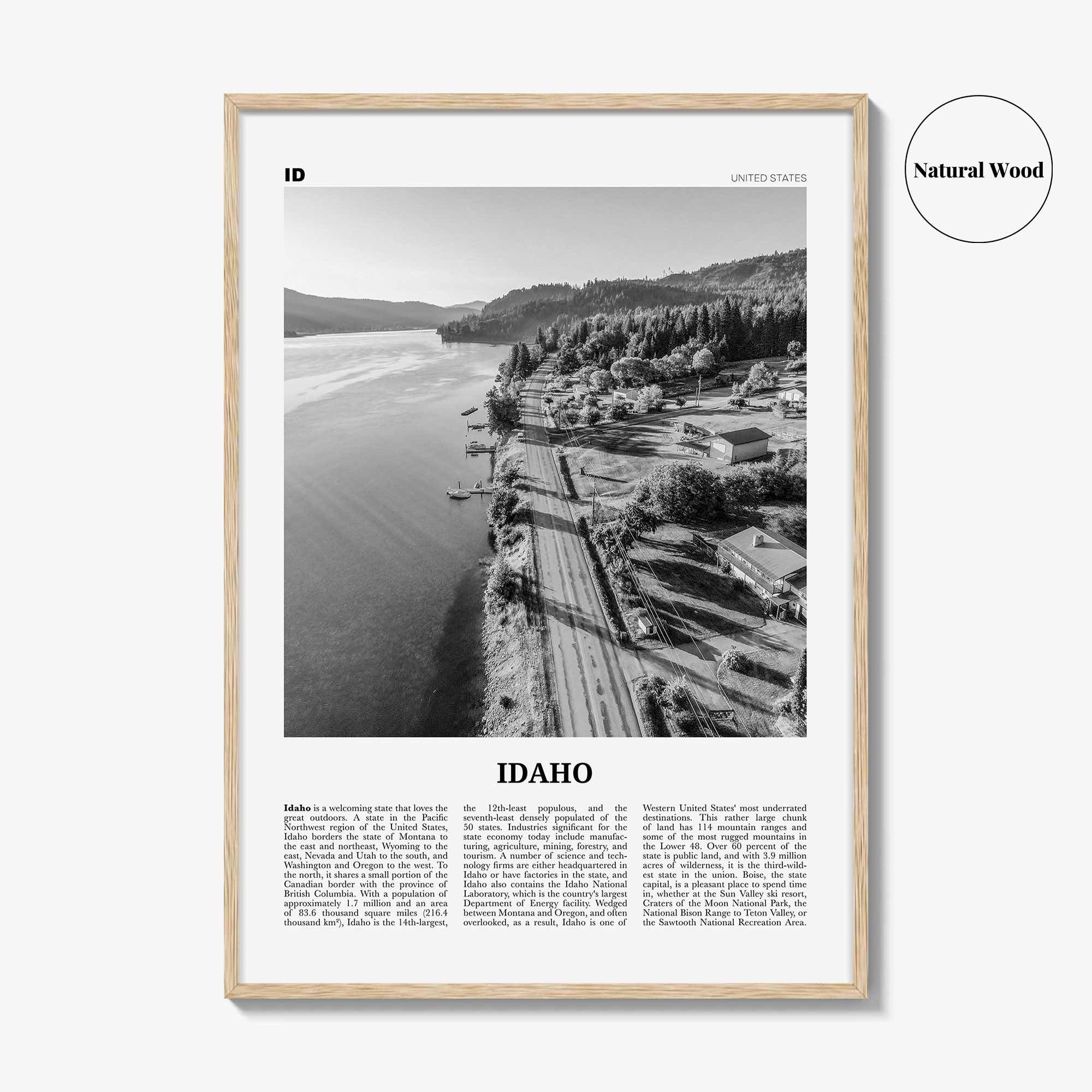 Idaho Print Black and White No 3, Idaho Wall Art, Idaho Poster, Idaho Photo, Idaho Wall Decor, USA State Print, USA, United States