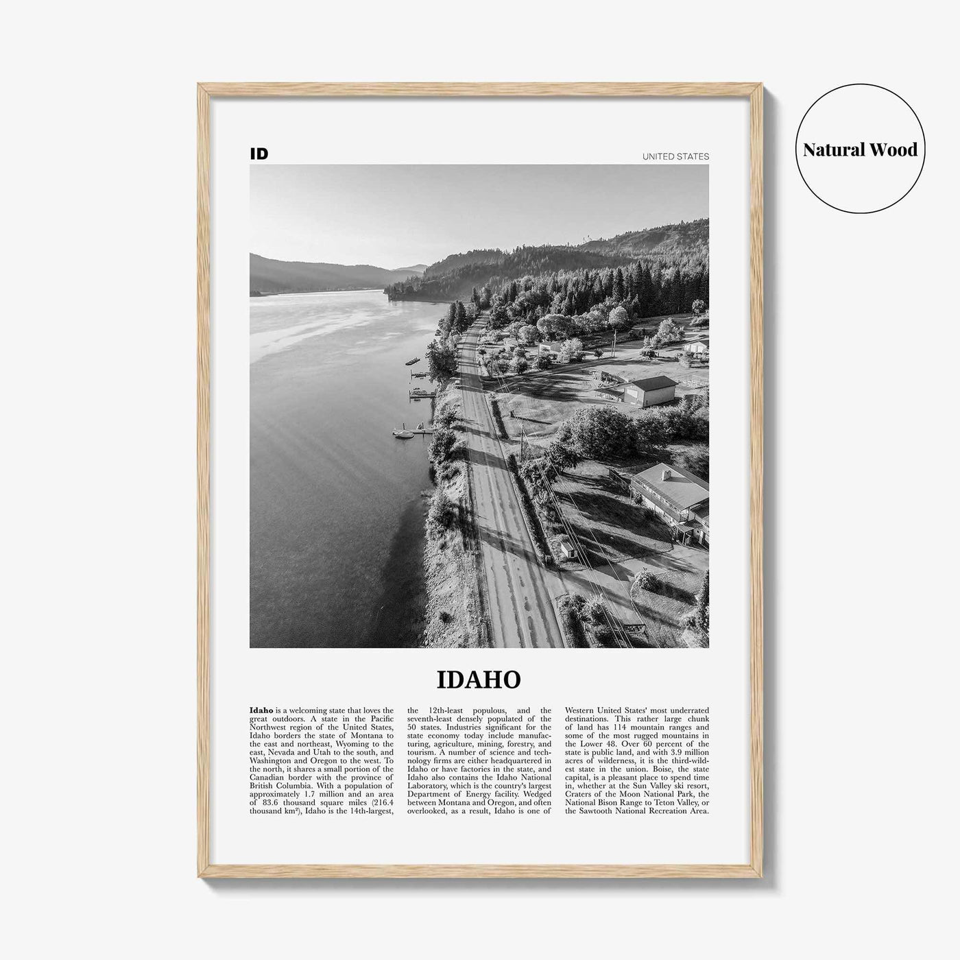 Idaho Print Black and White No 3, Idaho Wall Art, Idaho Poster, Idaho Photo, Idaho Wall Decor, USA State Print, USA, United States