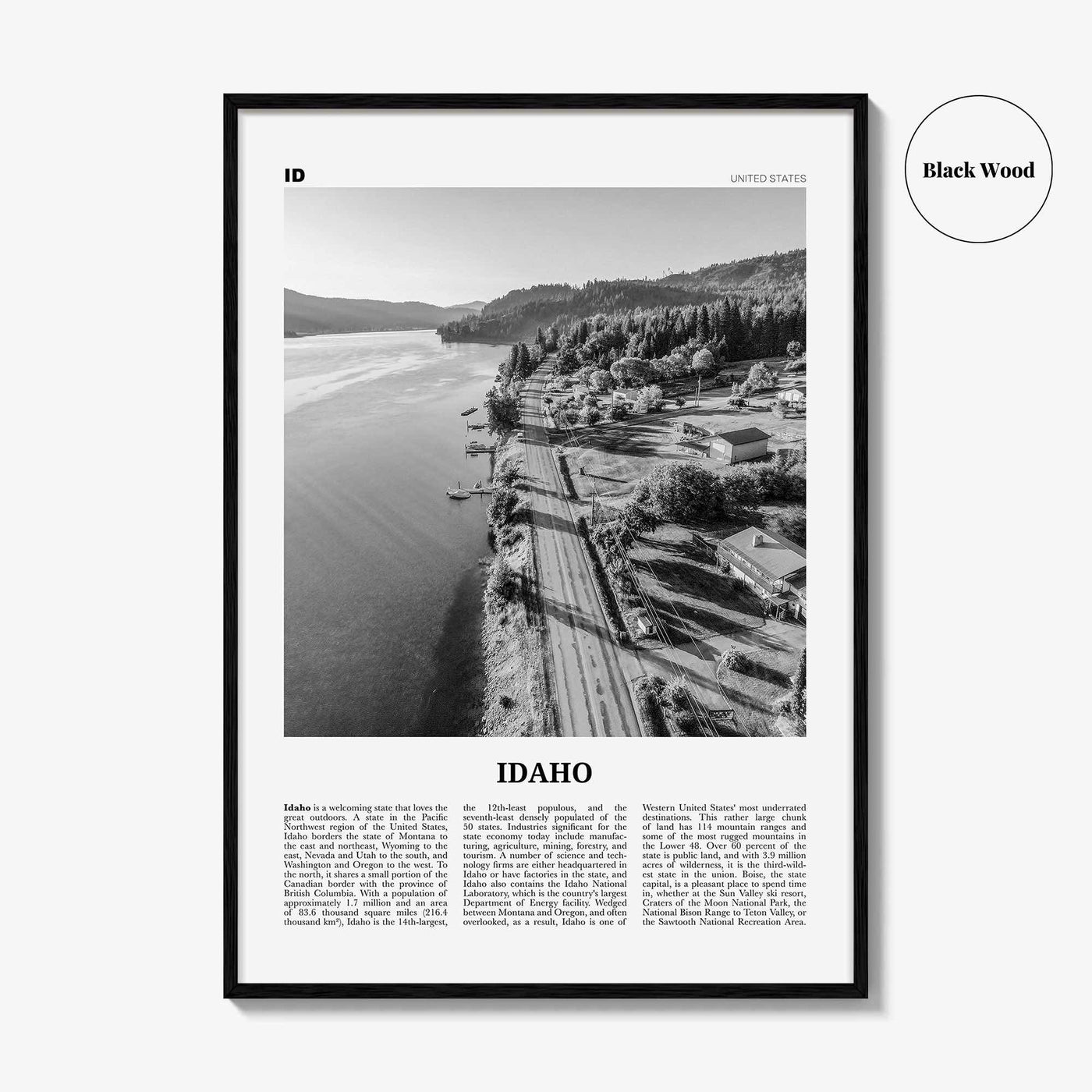 Idaho Print Black and White No 3, Idaho Wall Art, Idaho Poster, Idaho Photo, Idaho Wall Decor, USA State Print, USA, United States