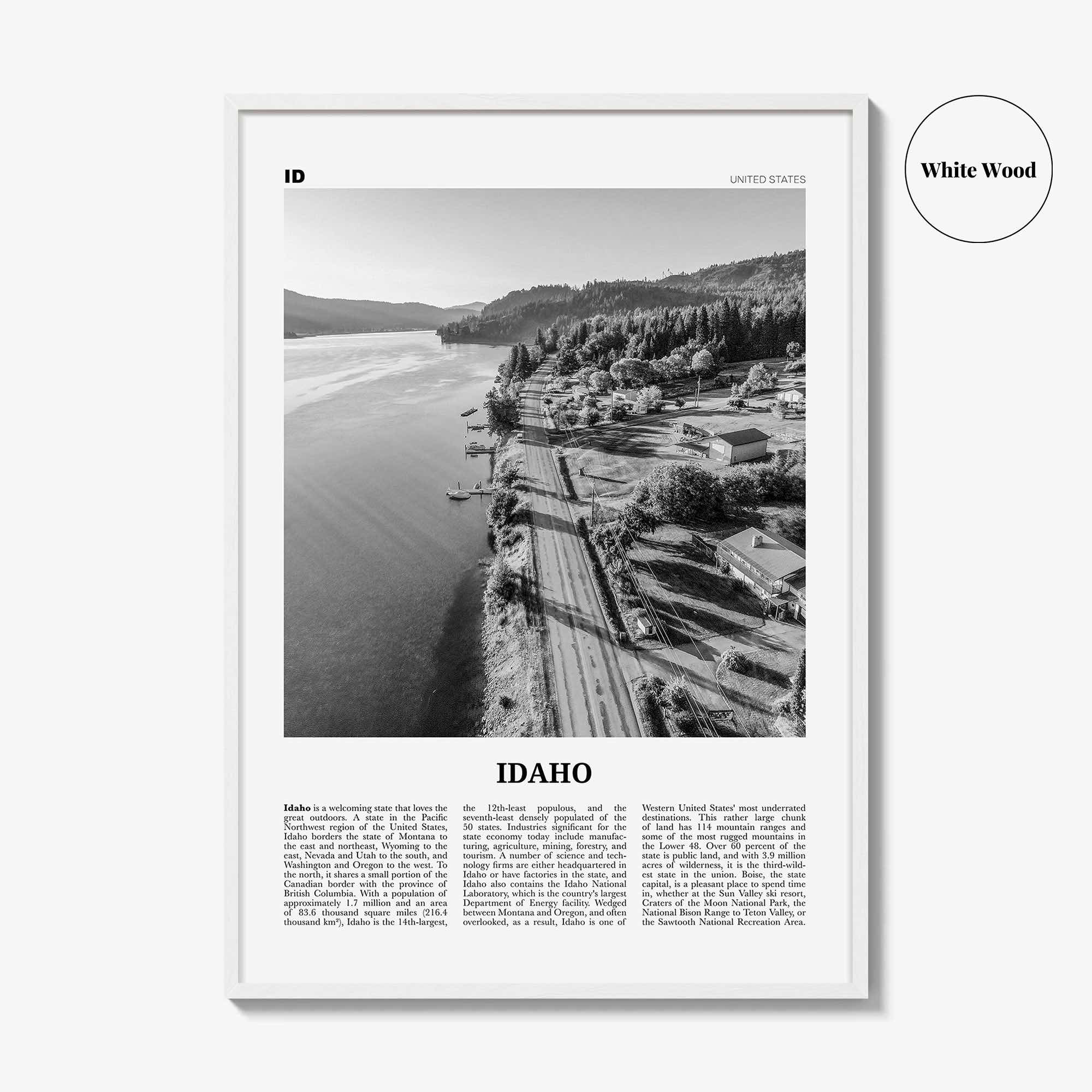 Idaho Print Black and White No 3, Idaho Wall Art, Idaho Poster, Idaho Photo, Idaho Wall Decor, USA State Print, USA, United States