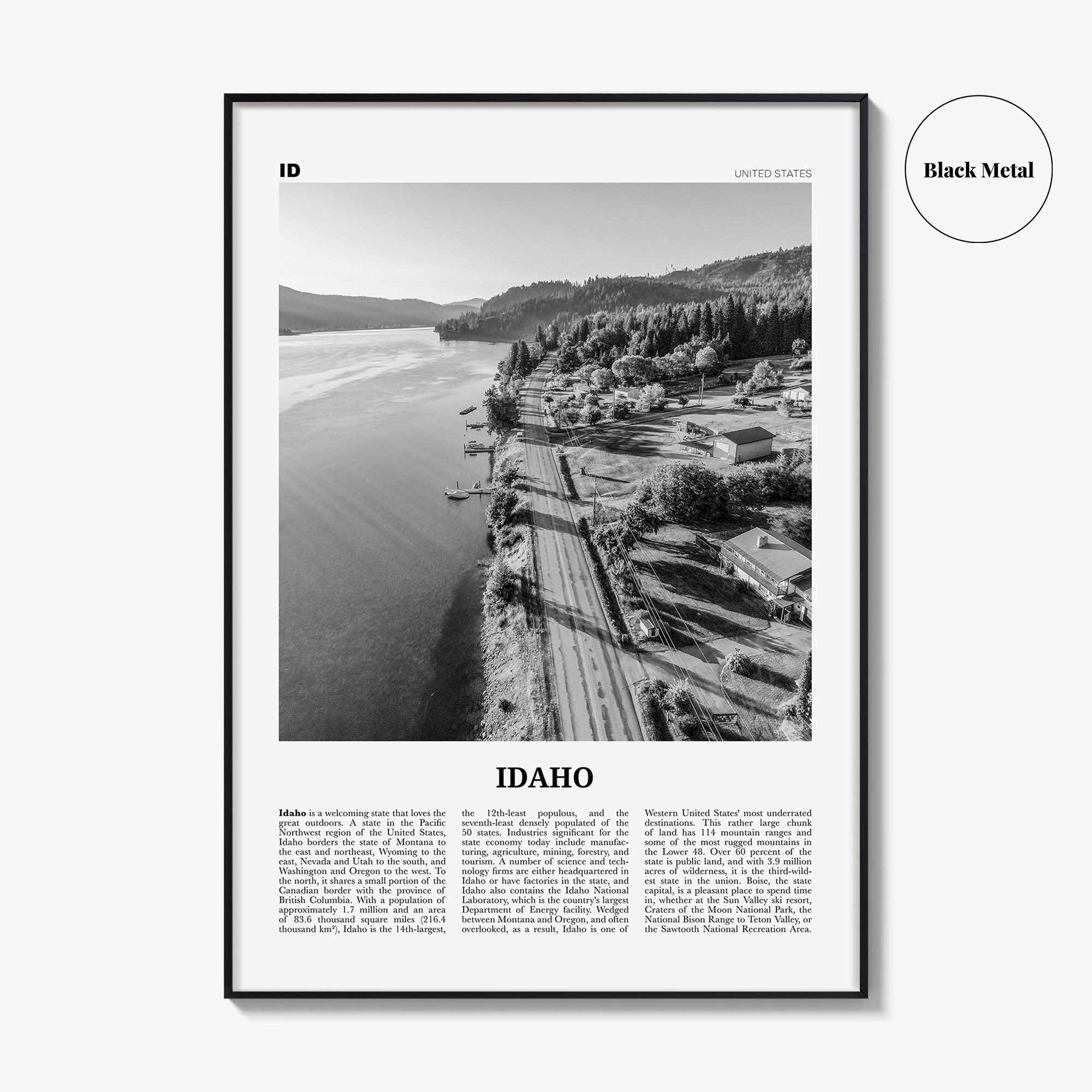 Idaho Print Black and White No 3, Idaho Wall Art, Idaho Poster, Idaho Photo, Idaho Wall Decor, USA State Print, USA, United States