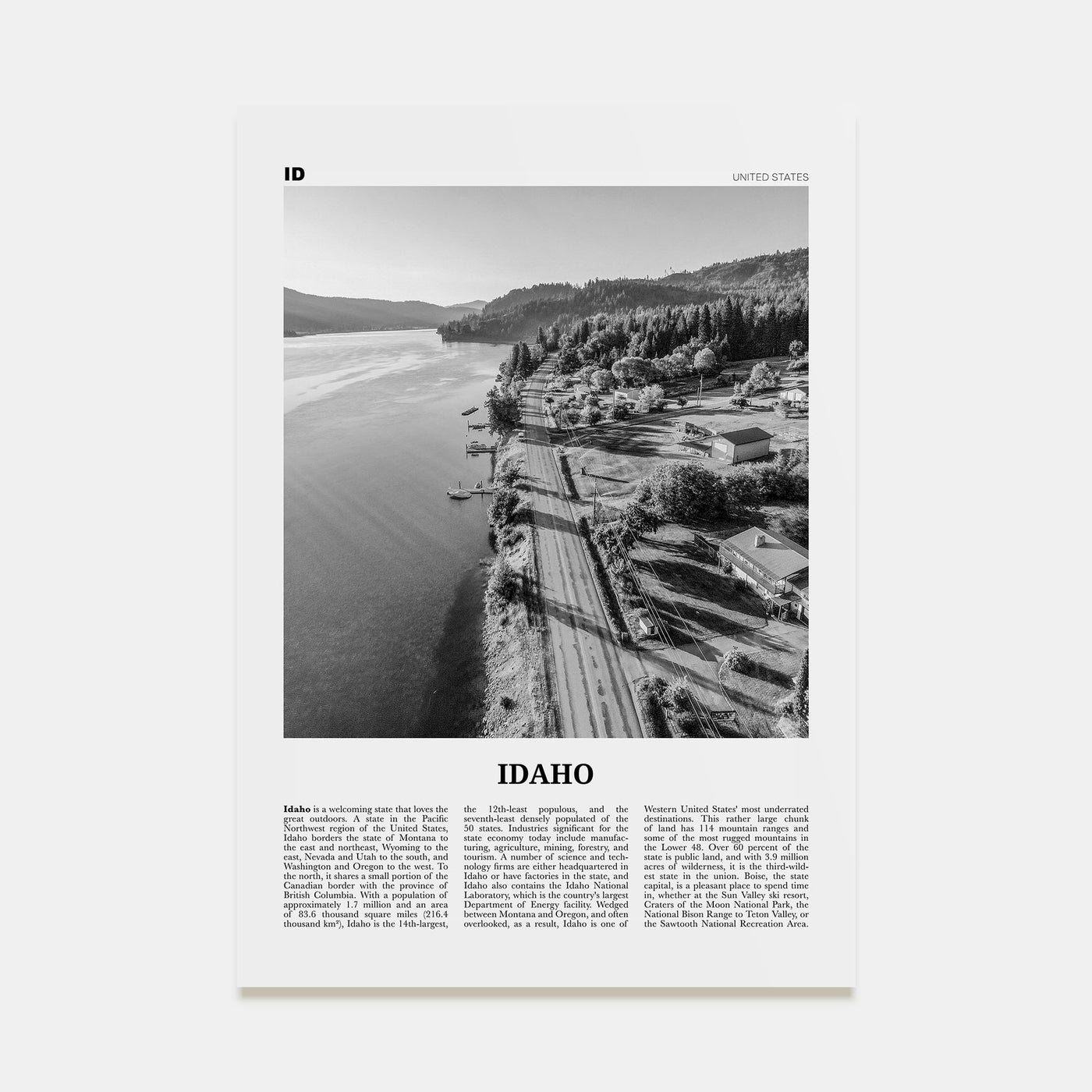 Idaho Travel B&W No 3 Poster