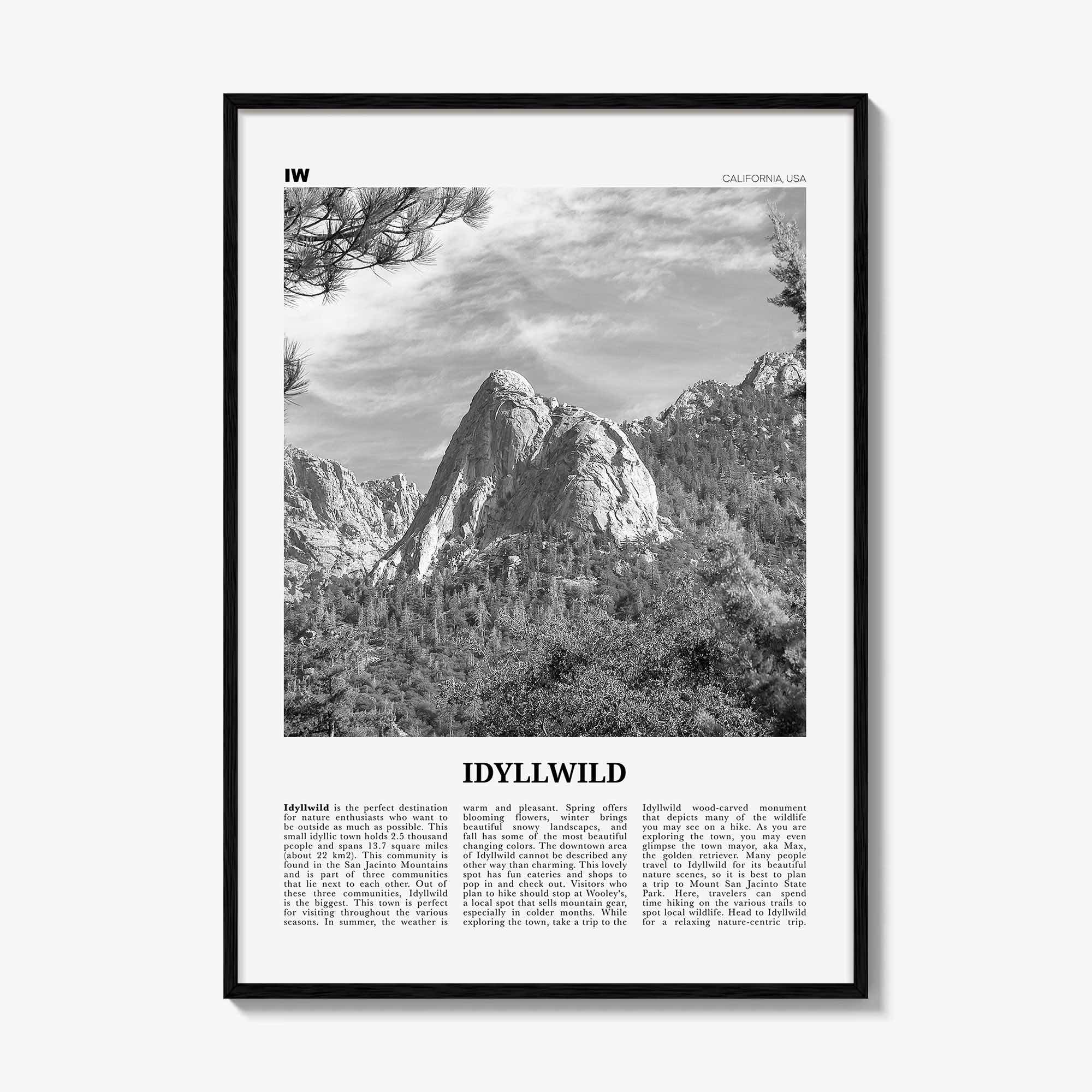 Idyllwild Print Black and White No 2, Idyllwild Wall Art, Idyllwild Poster, Idyllwild Photo, Idyllwild Wall Décor, California, USA