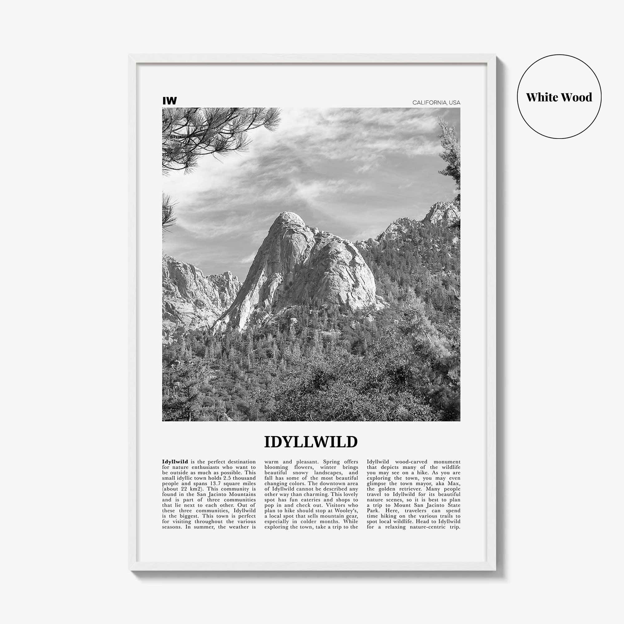 Idyllwild Print Black and White No 2, Idyllwild Wall Art, Idyllwild Poster, Idyllwild Photo, Idyllwild Wall Décor, California, USA