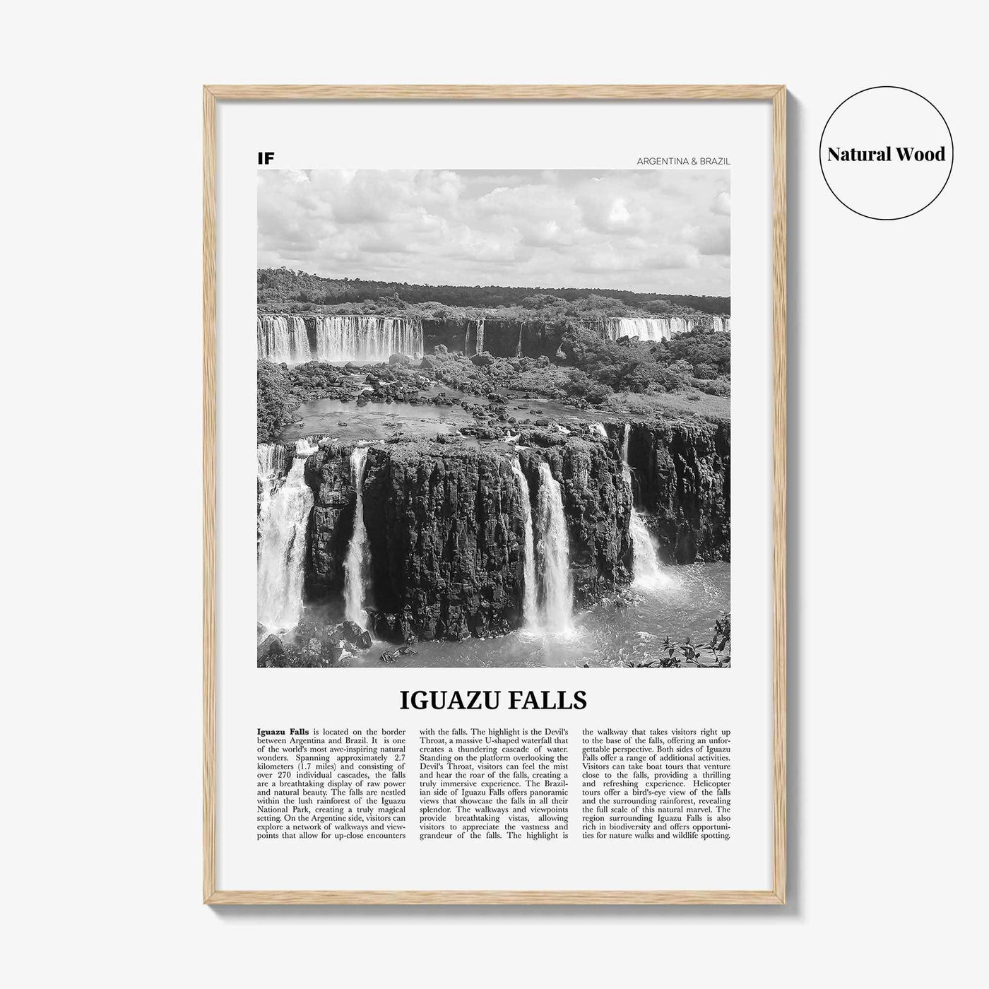Iguazu Falls Print Black and White, Iguazu Falls Wall Art, Iguazu Falls Poster, Iguazu Falls Photo, Iguazu Falls Décor, Argentina, Brazil