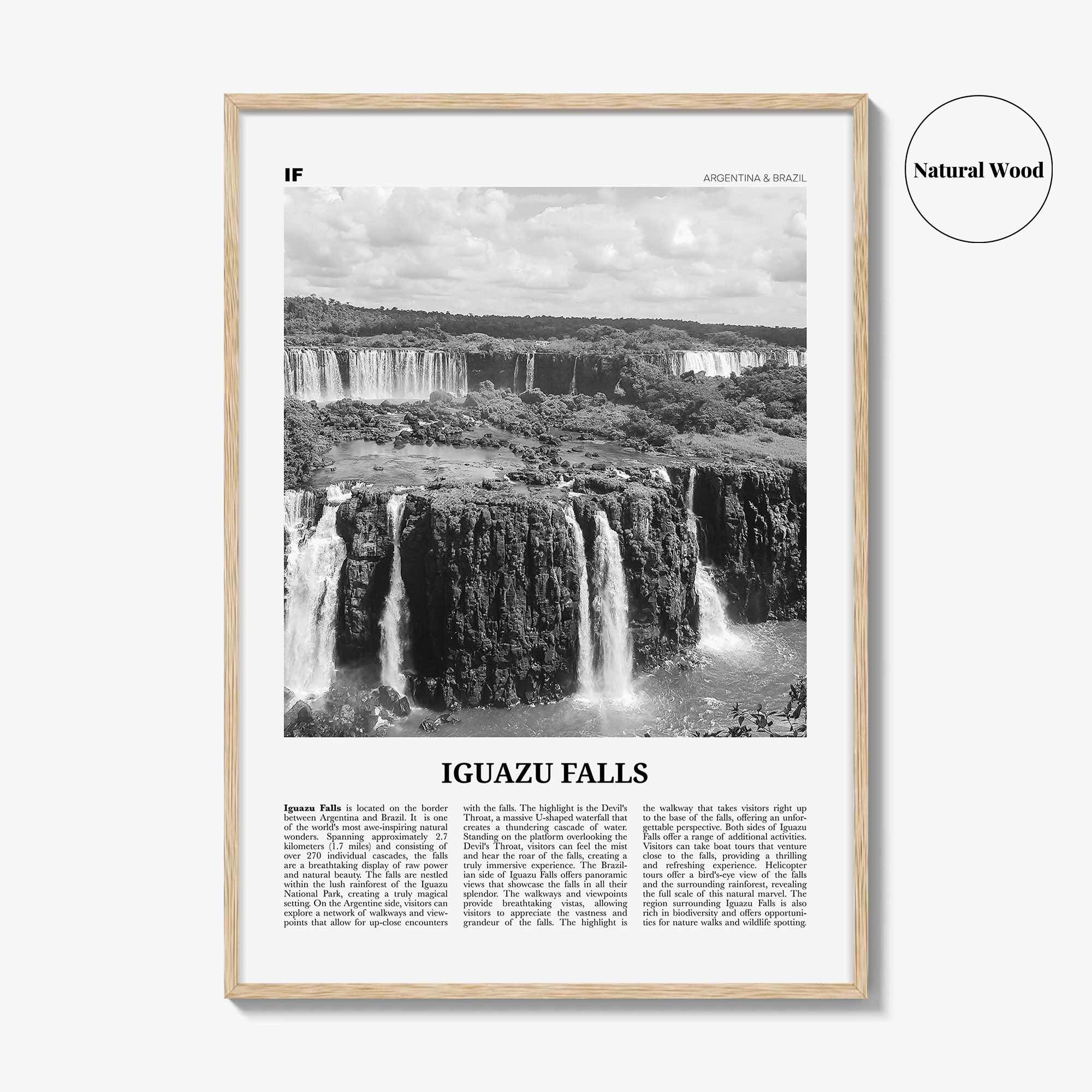 Iguazu Falls Print Black and White, Iguazu Falls Wall Art, Iguazu Falls Poster, Iguazu Falls Photo, Iguazu Falls Décor, Argentina, Brazil
