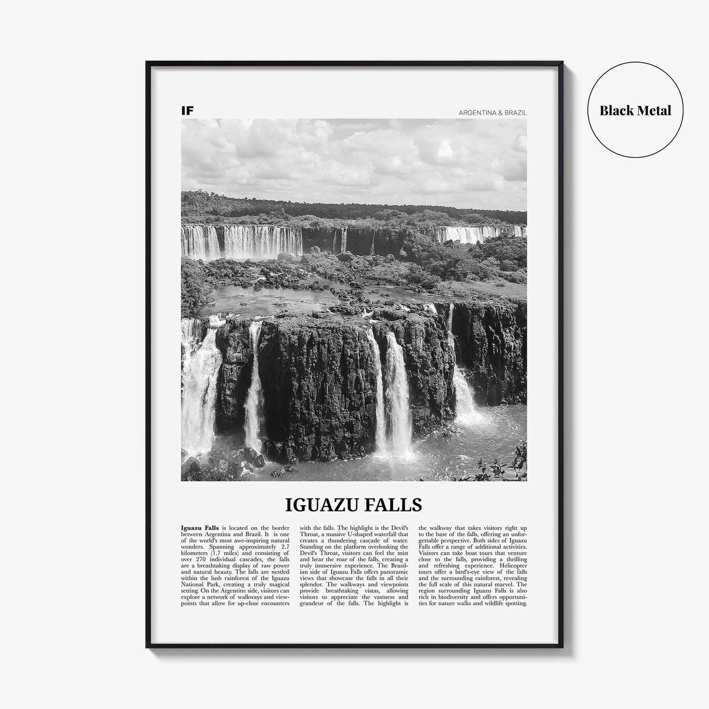 Iguazu Falls Print Black and White, Iguazu Falls Wall Art, Iguazu Falls Poster, Iguazu Falls Photo, Iguazu Falls Décor, Argentina, Brazil
