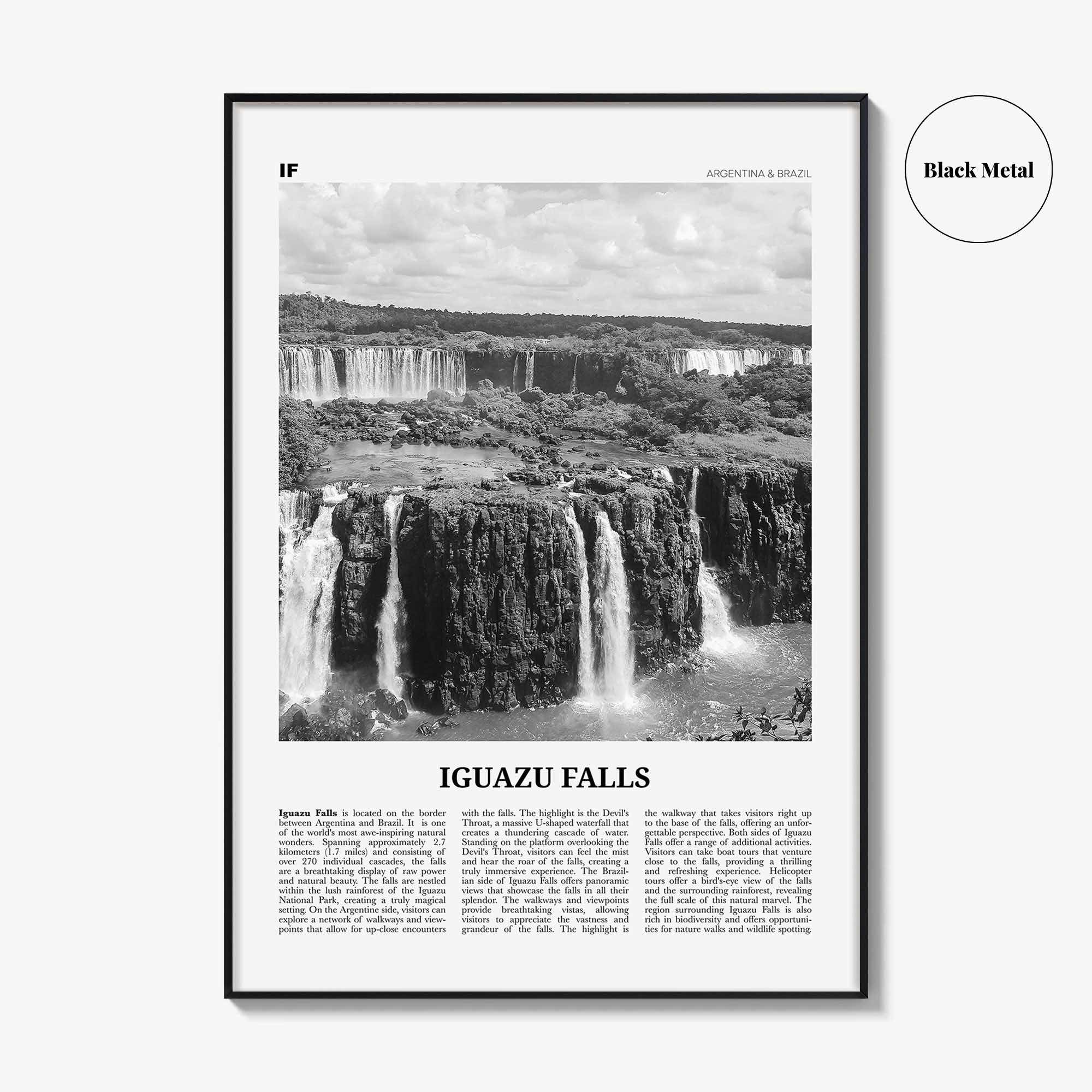 Iguazu Falls Print Black and White, Iguazu Falls Wall Art, Iguazu Falls Poster, Iguazu Falls Photo, Iguazu Falls Décor, Argentina, Brazil