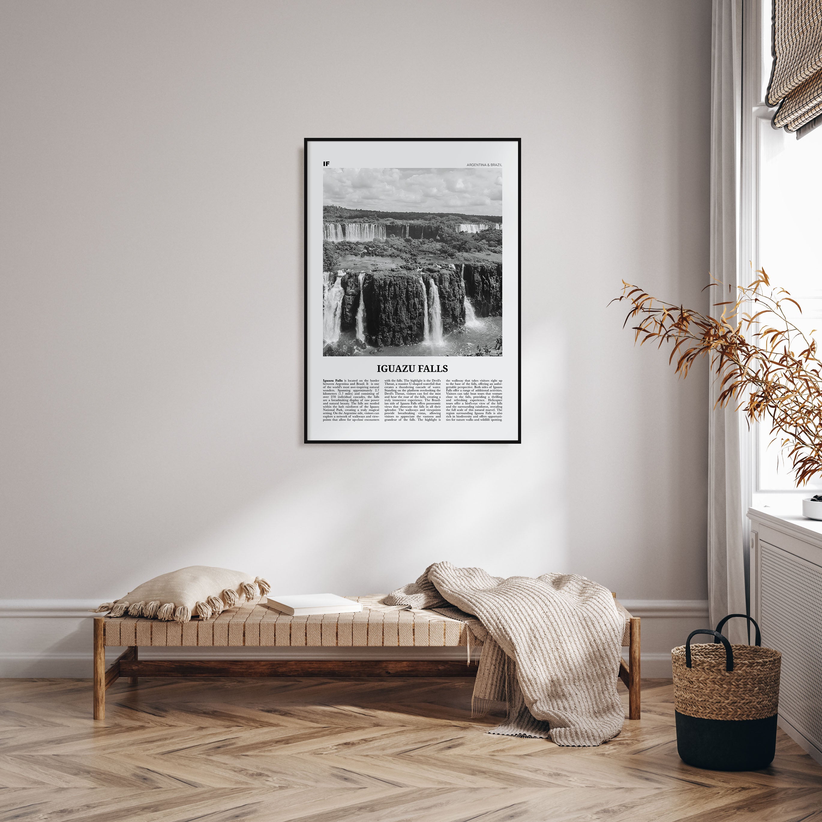 Iguazu Falls Travel B&W Poster