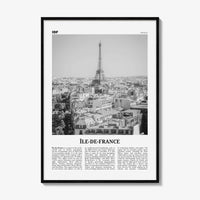 Ile De France Print Black and White, Île-de-France Art, Île-de-France Poster, Île-de-France Photo, Île-de-France Décor, Île-de-France Map