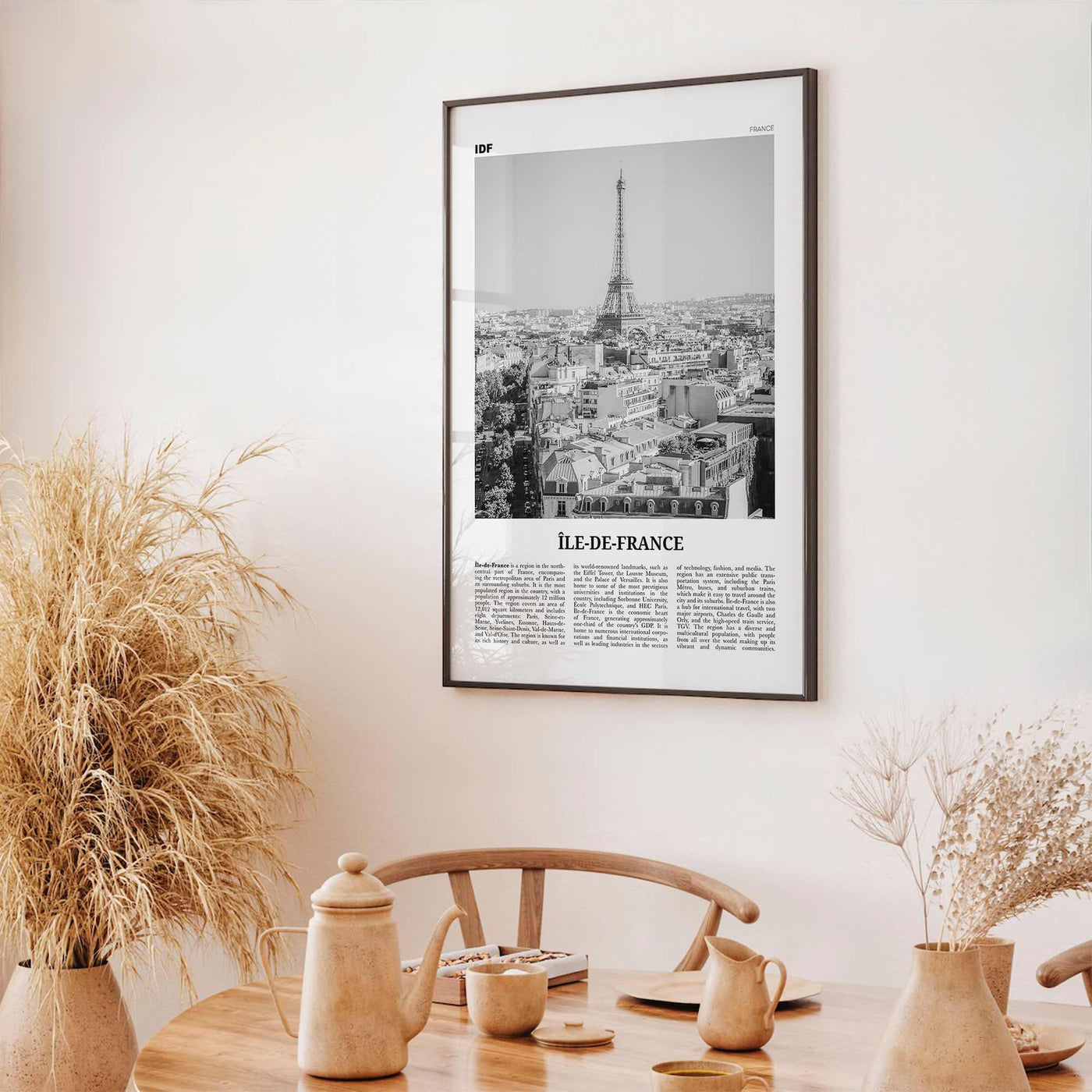 Ile De France Print Black and White, Île-de-France Art, Île-de-France Poster, Île-de-France Photo, Île-de-France Décor, Île-de-France Map