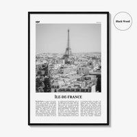 Ile De France Print Black and White, Île-de-France Art, Île-de-France Poster, Île-de-France Photo, Île-de-France Décor, Île-de-France Map