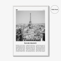 Ile De France Print Black and White, Île-de-France Art, Île-de-France Poster, Île-de-France Photo, Île-de-France Décor, Île-de-France Map