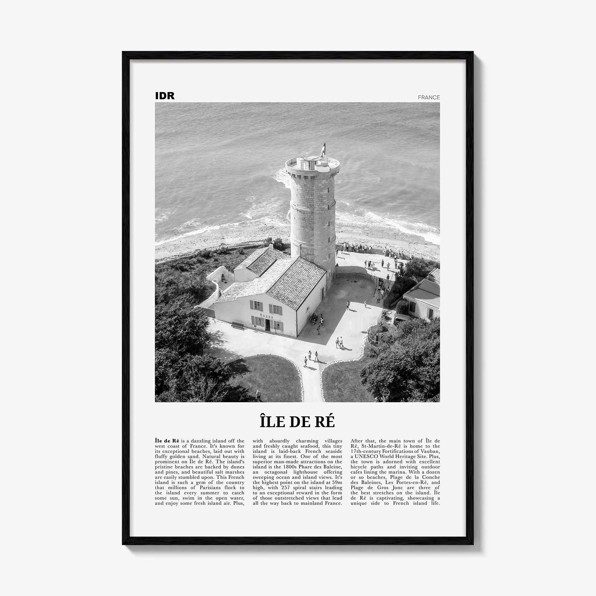 Ile De Re Print Black and White, Île de Ré Wall Art, Île de Ré Poster, Île de Ré Photo, Île de Ré Wall Décor, Île de Ré Map, France