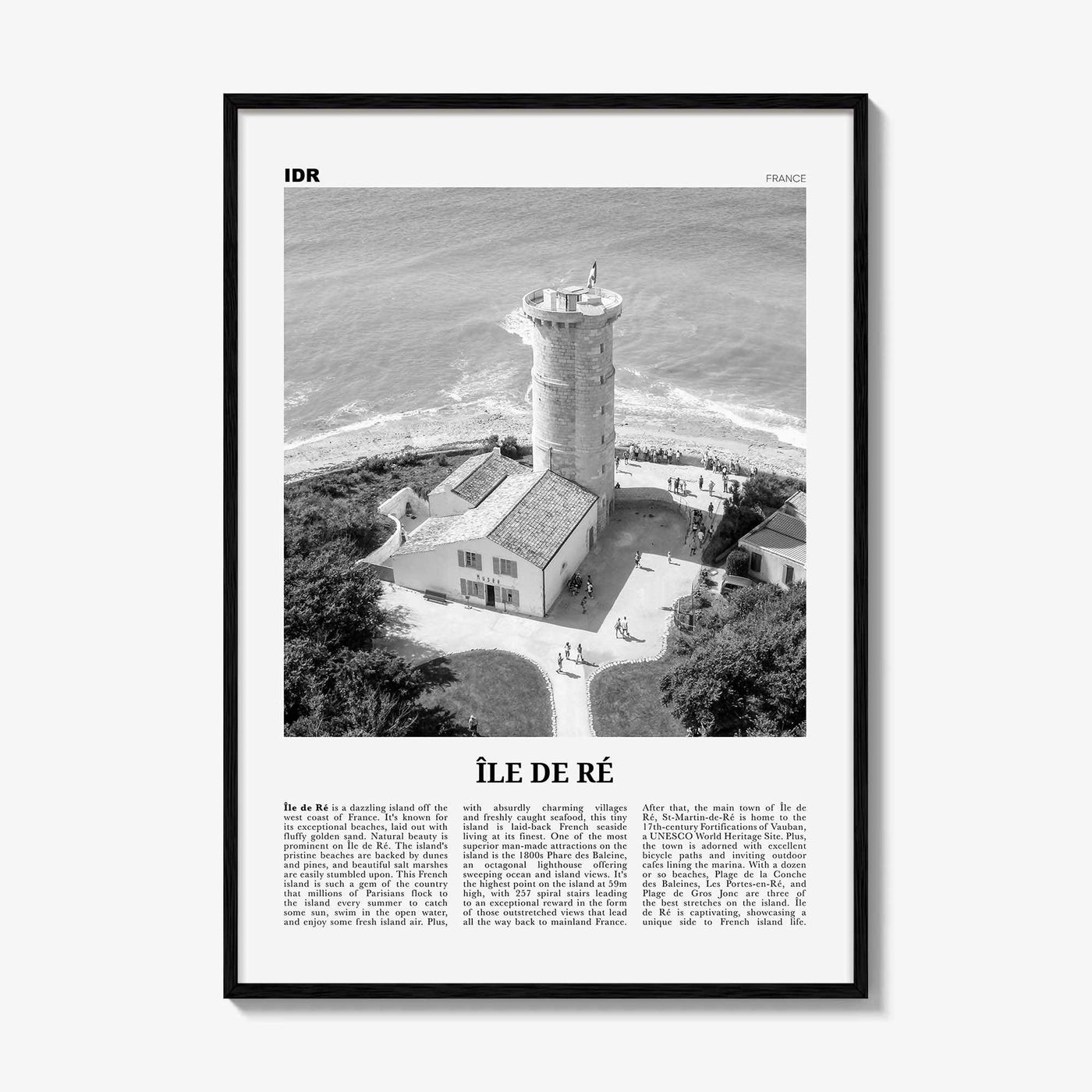 Ile De Re Print Black and White, Île de Ré Wall Art, Île de Ré Poster, Île de Ré Photo, Île de Ré Wall Décor, Île de Ré Map, France