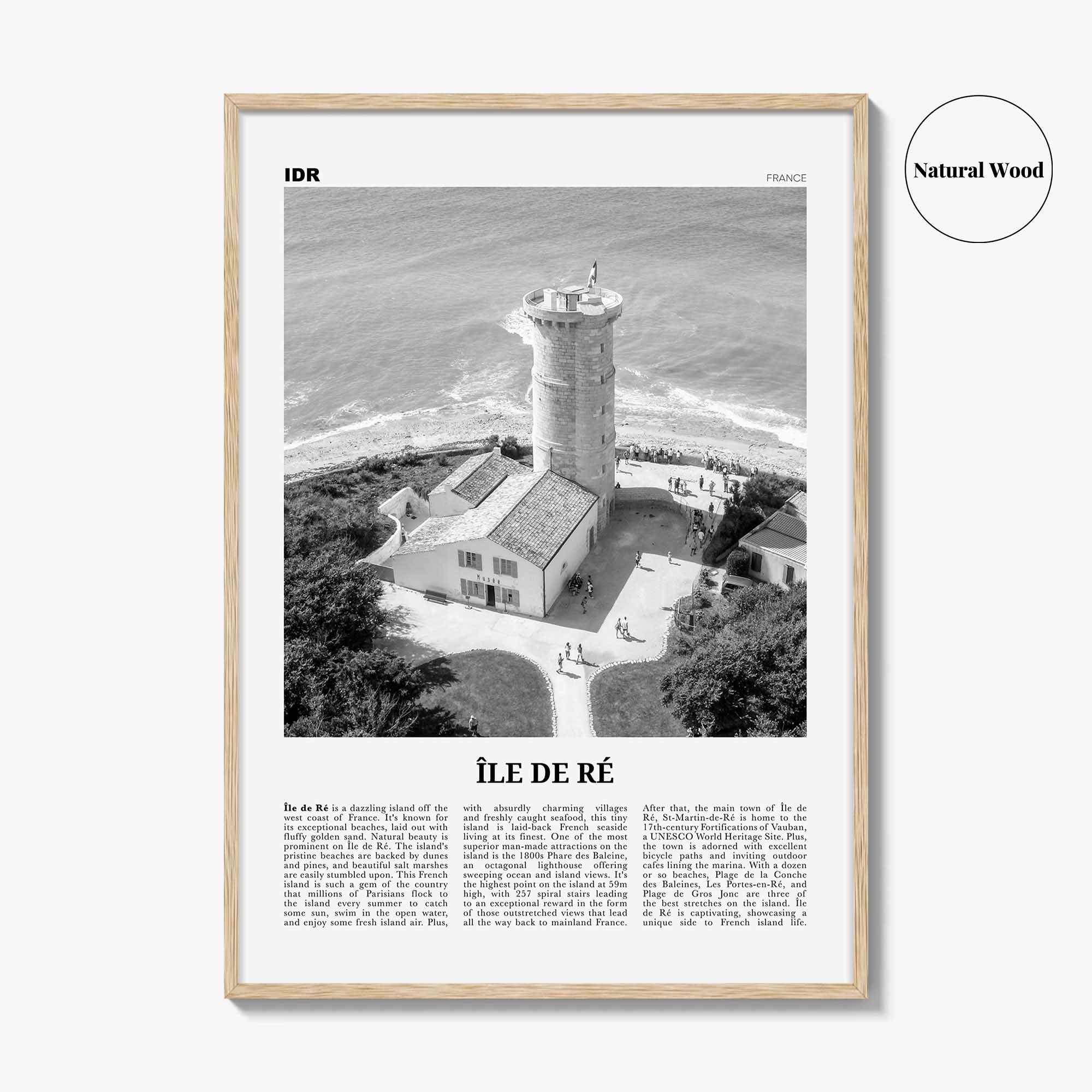 Ile De Re Print Black and White, Île de Ré Wall Art, Île de Ré Poster, Île de Ré Photo, Île de Ré Wall Décor, Île de Ré Map, France