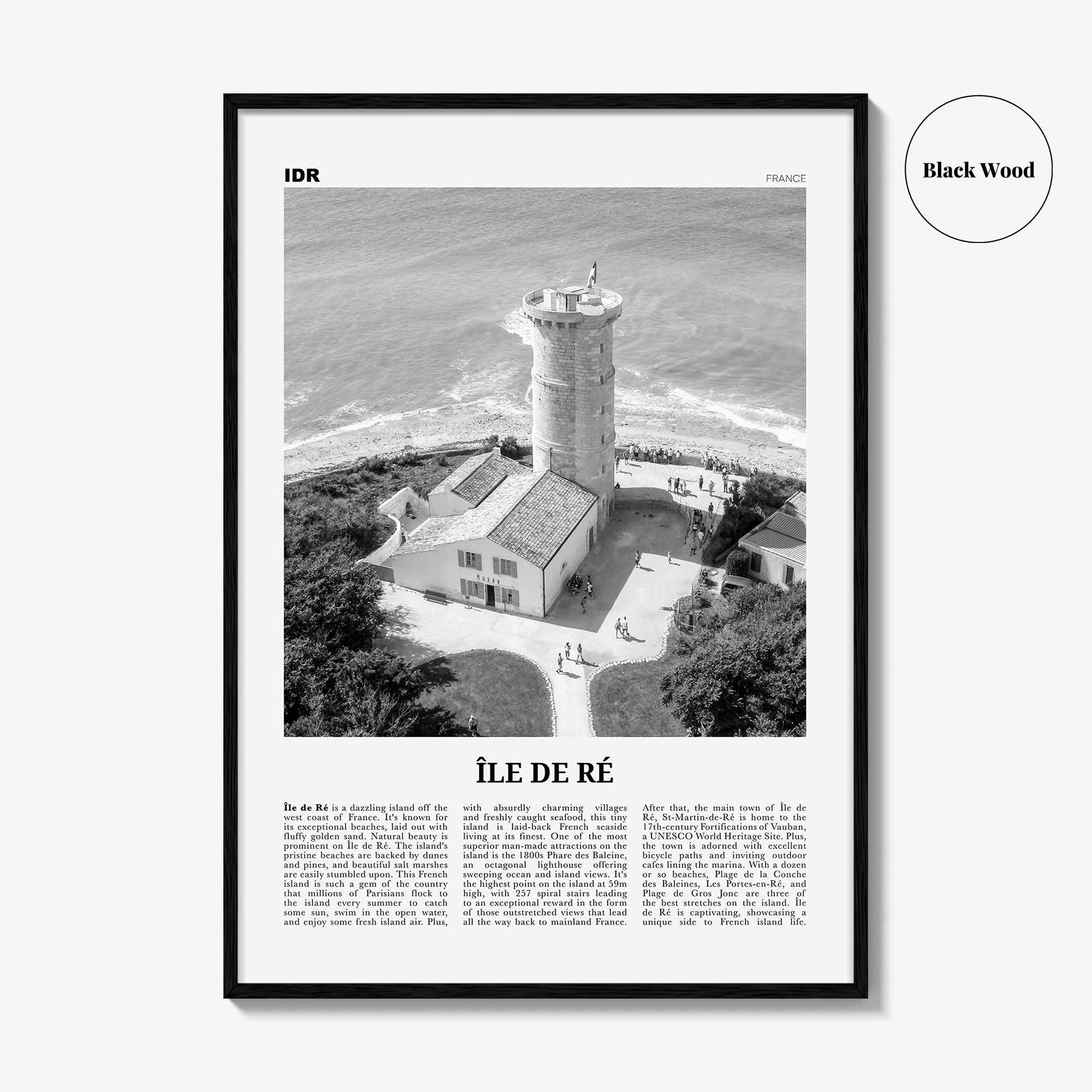 Ile De Re Print Black and White, Île de Ré Wall Art, Île de Ré Poster, Île de Ré Photo, Île de Ré Wall Décor, Île de Ré Map, France