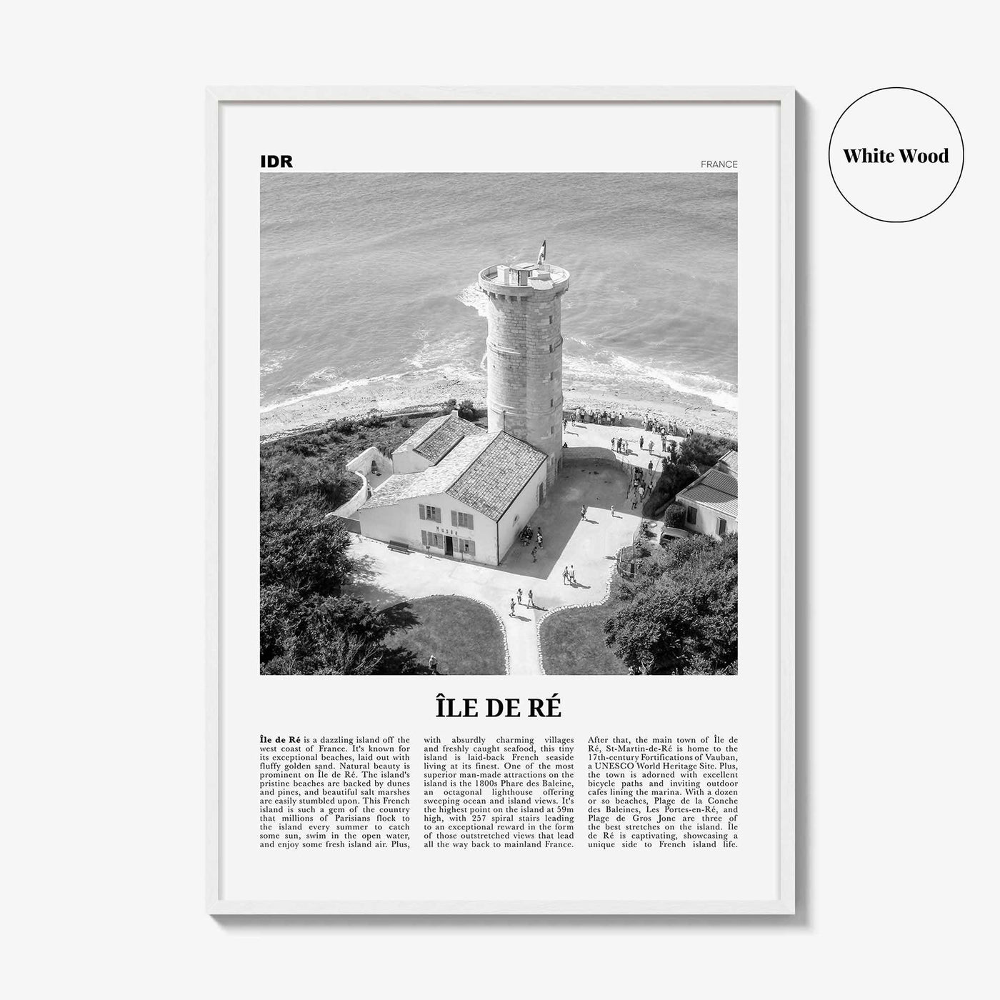 Ile De Re Print Black and White, Île de Ré Wall Art, Île de Ré Poster, Île de Ré Photo, Île de Ré Wall Décor, Île de Ré Map, France