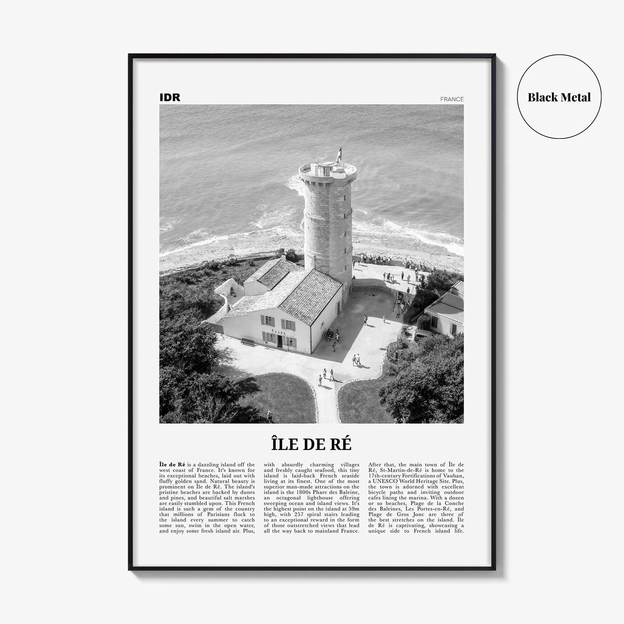 Ile De Re Print Black and White, Île de Ré Wall Art, Île de Ré Poster, Île de Ré Photo, Île de Ré Wall Décor, Île de Ré Map, France