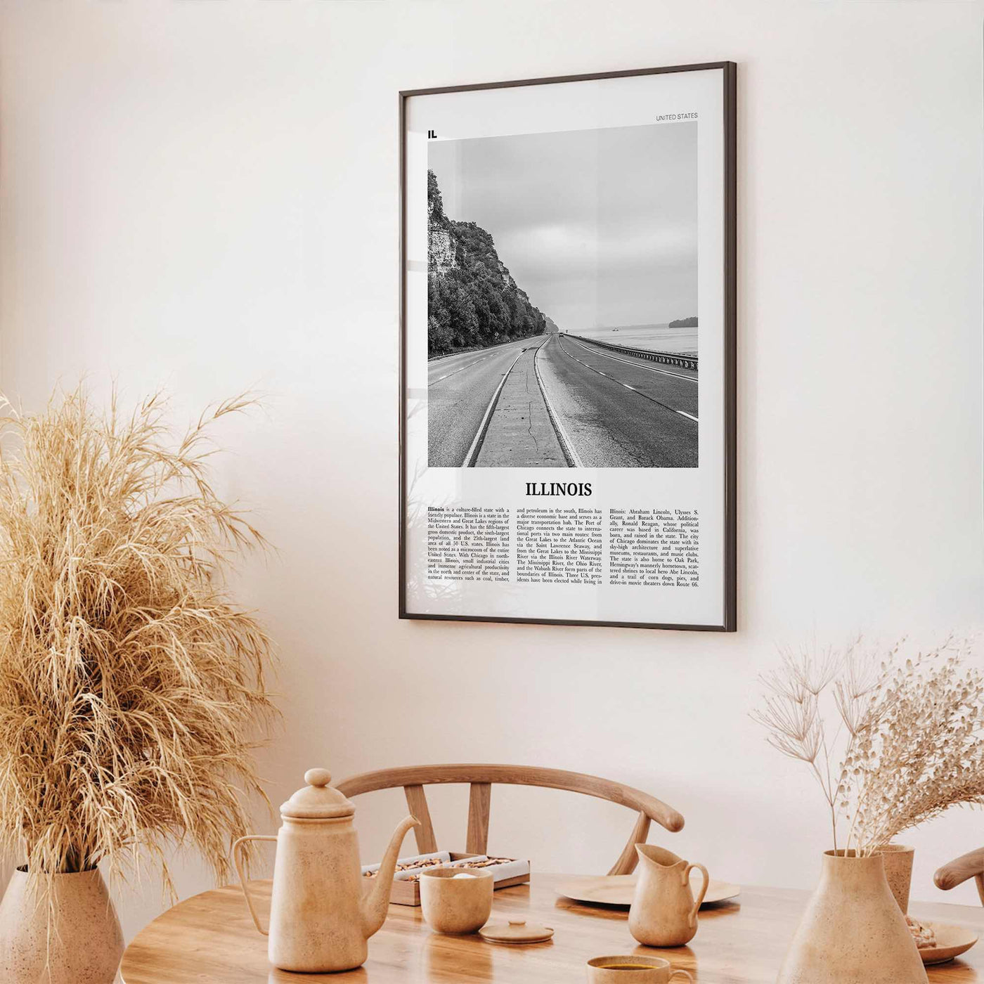 Illinois Print Black and White No 1, Illinois Wall Art, Illinois Poster, Illinois Photo, Illinois Wall Decor, USA, United States, America