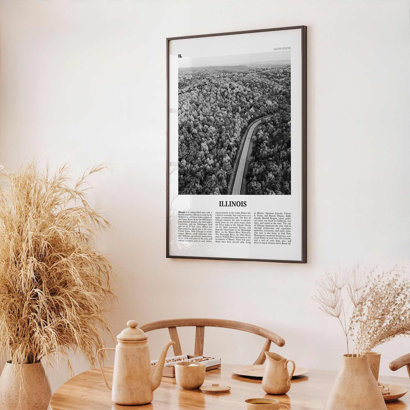 Illinois Print Black and White No 2, Illinois Wall Art, Illinois Poster, Illinois Photo, Illinois Wall Décor, Illinois Map, United States