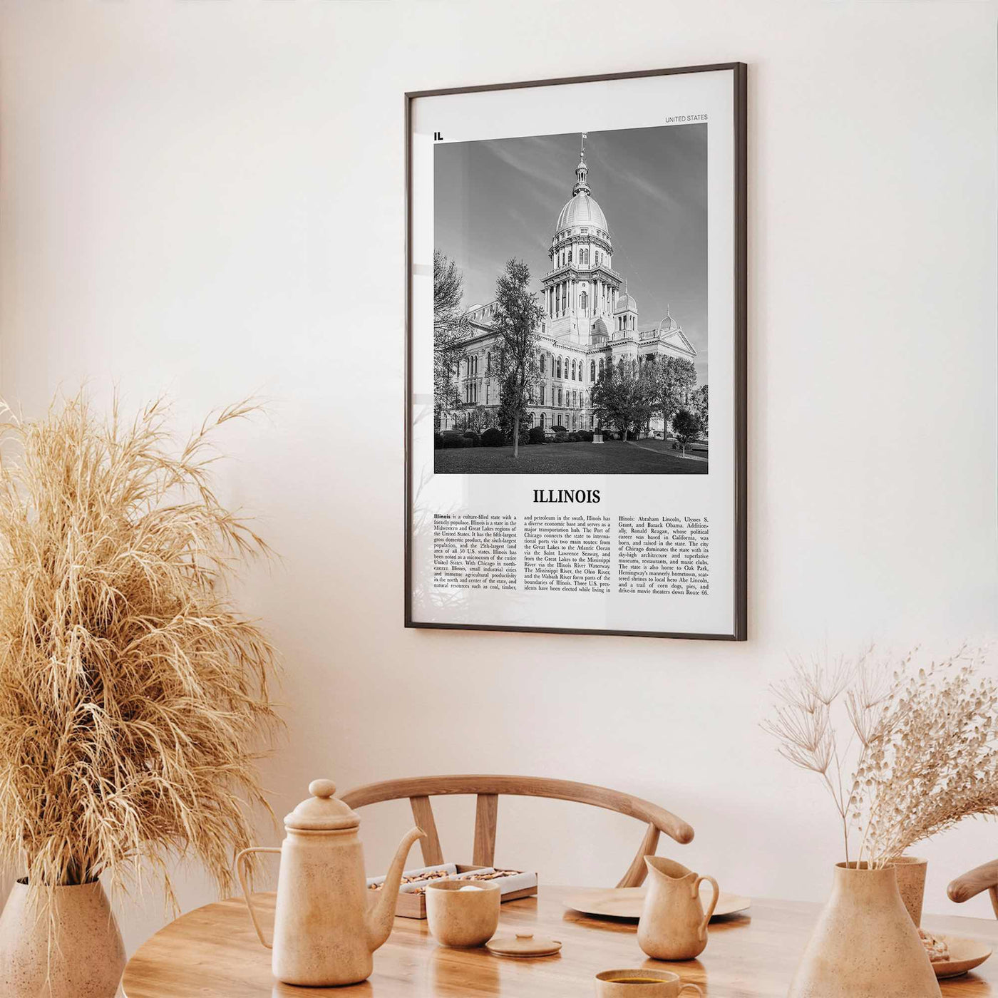 Illinois Print Black and White No 3, Illinois Wall Art, Illinois Poster, Illinois Photo, Illinois Wall Decor, USA, United States, America